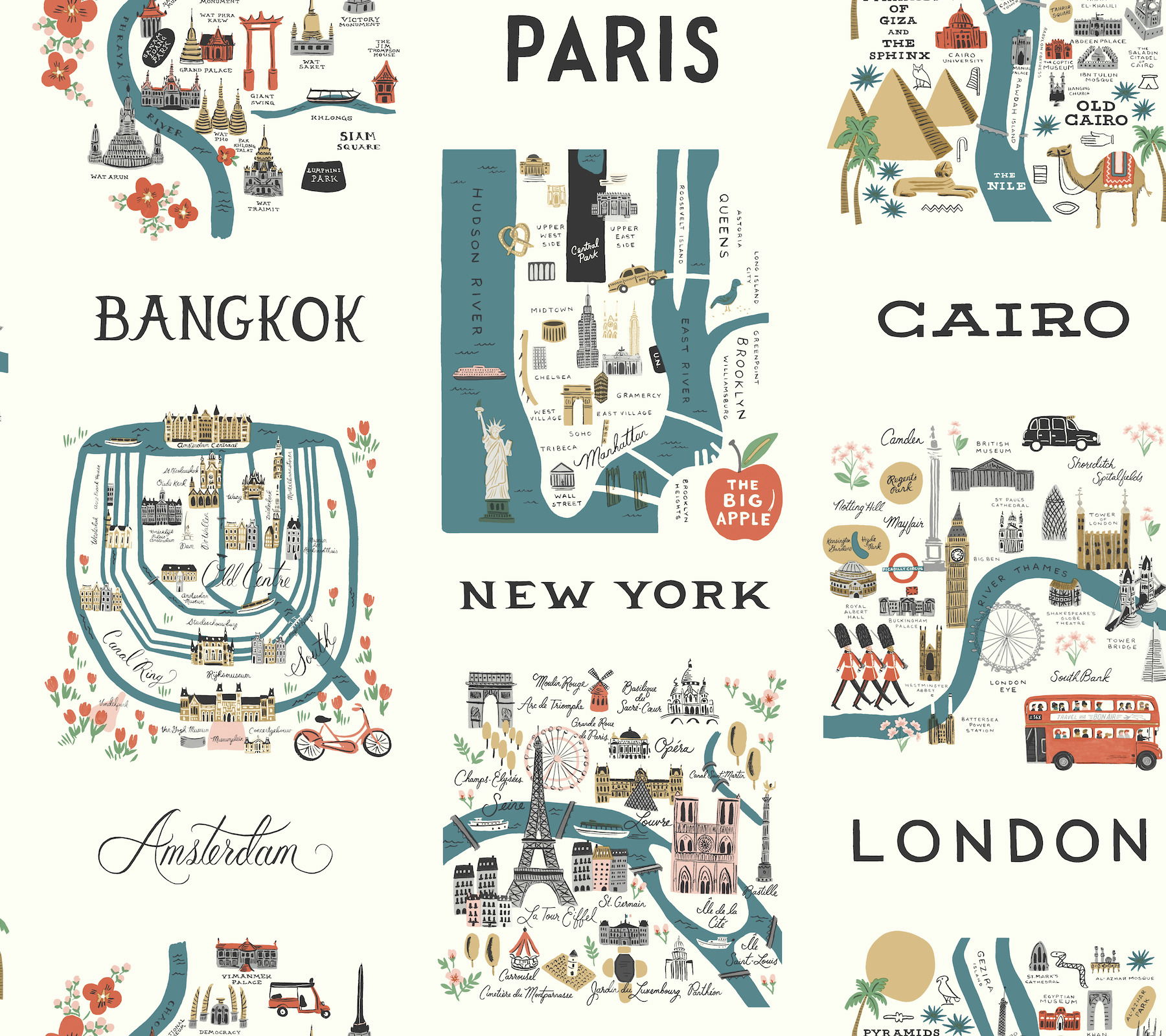 City Maps Blue & Red Wallpaper large image 
