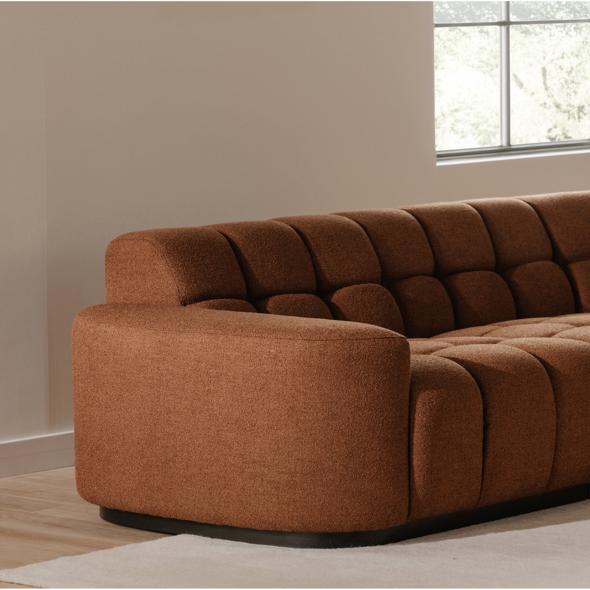 Roman L-shaped Sectional Rust, Sectional Sofa by Moe's Home, 118" width x 26.5" height x 118" depth View 10