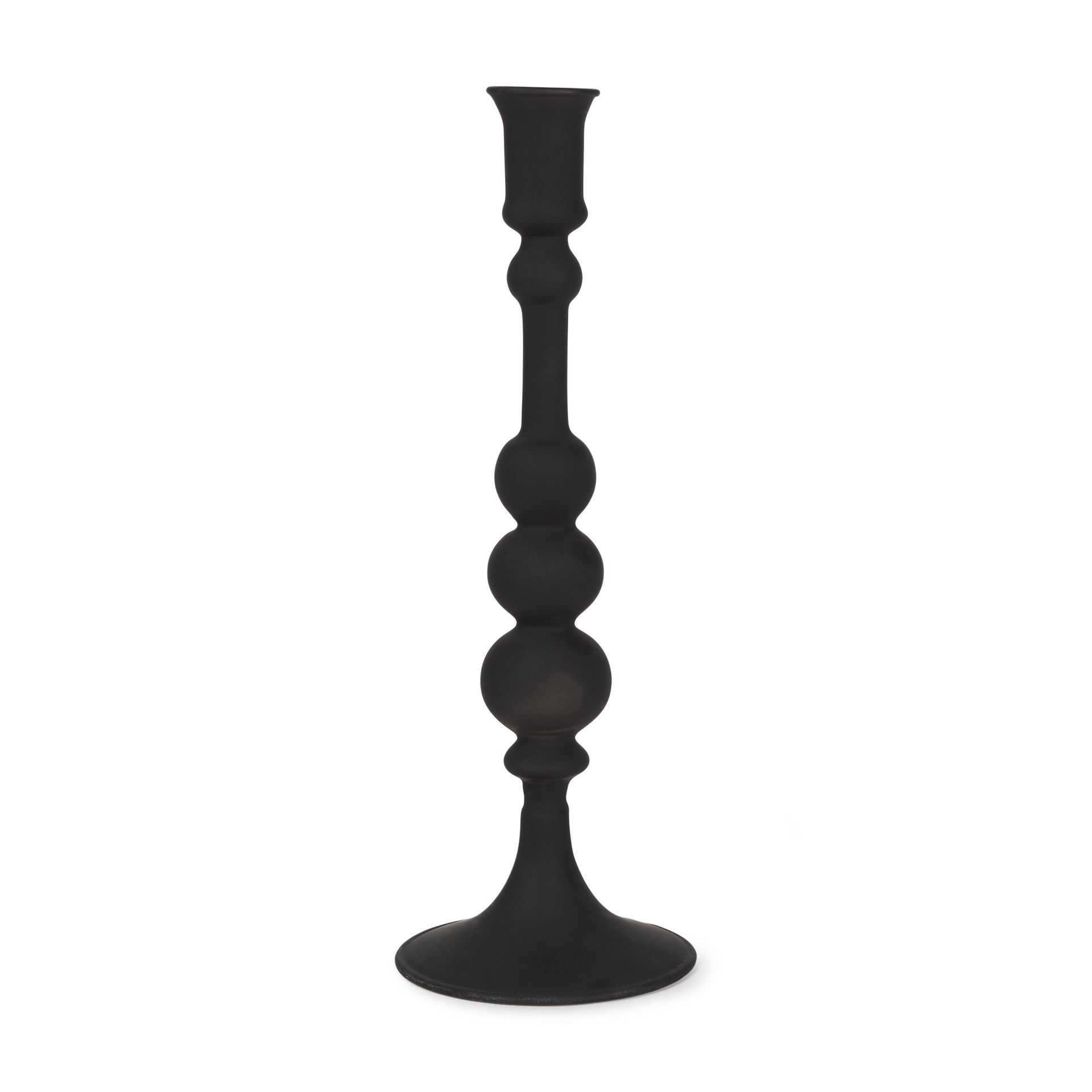 Haute Large Matte Black Blown Glass Candlestick large image 