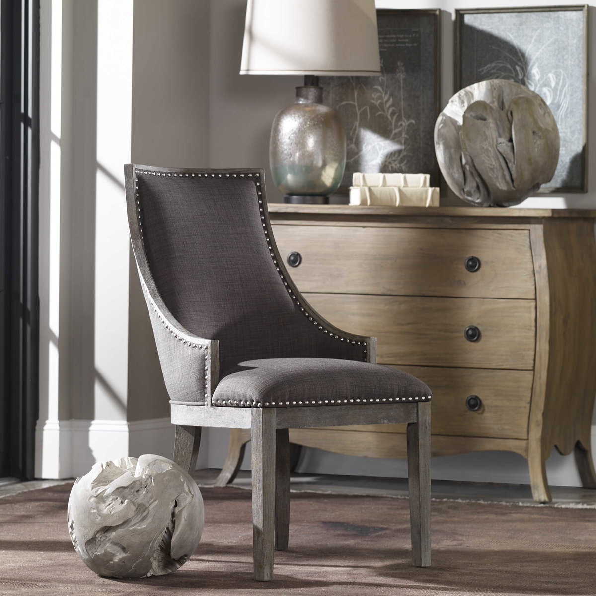 Ermanno Teak Balls Set/2, Tabletop Decor by Uttermost, 16" width x 16" height x 16" depth View 3