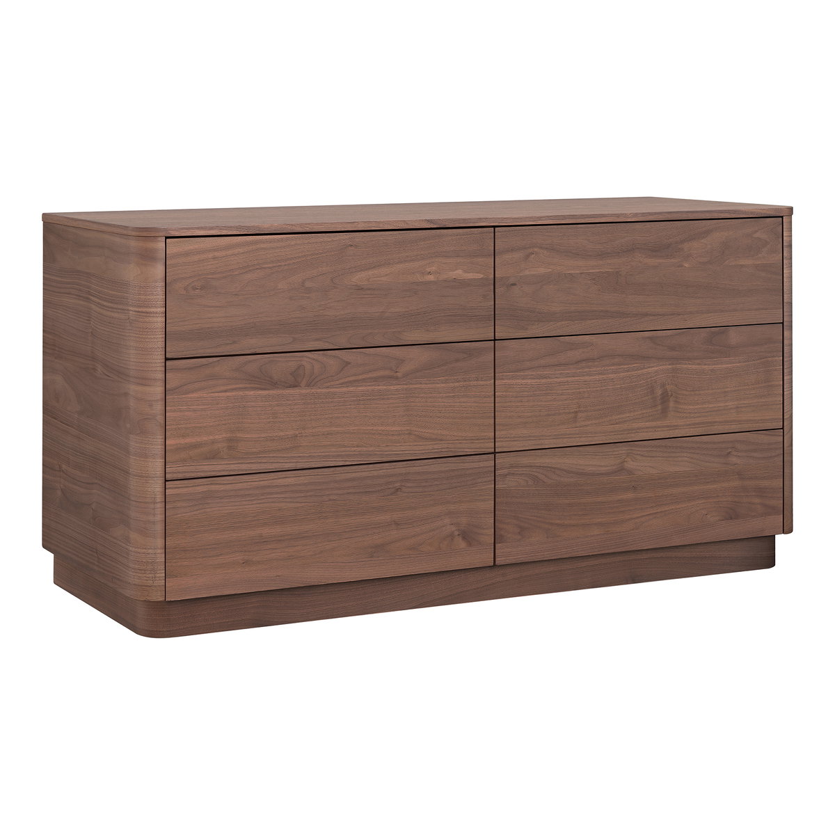 Round Off Dresser Walnut Brown, by Moe's Home, 60" width x 30" height x 19" depth View 2