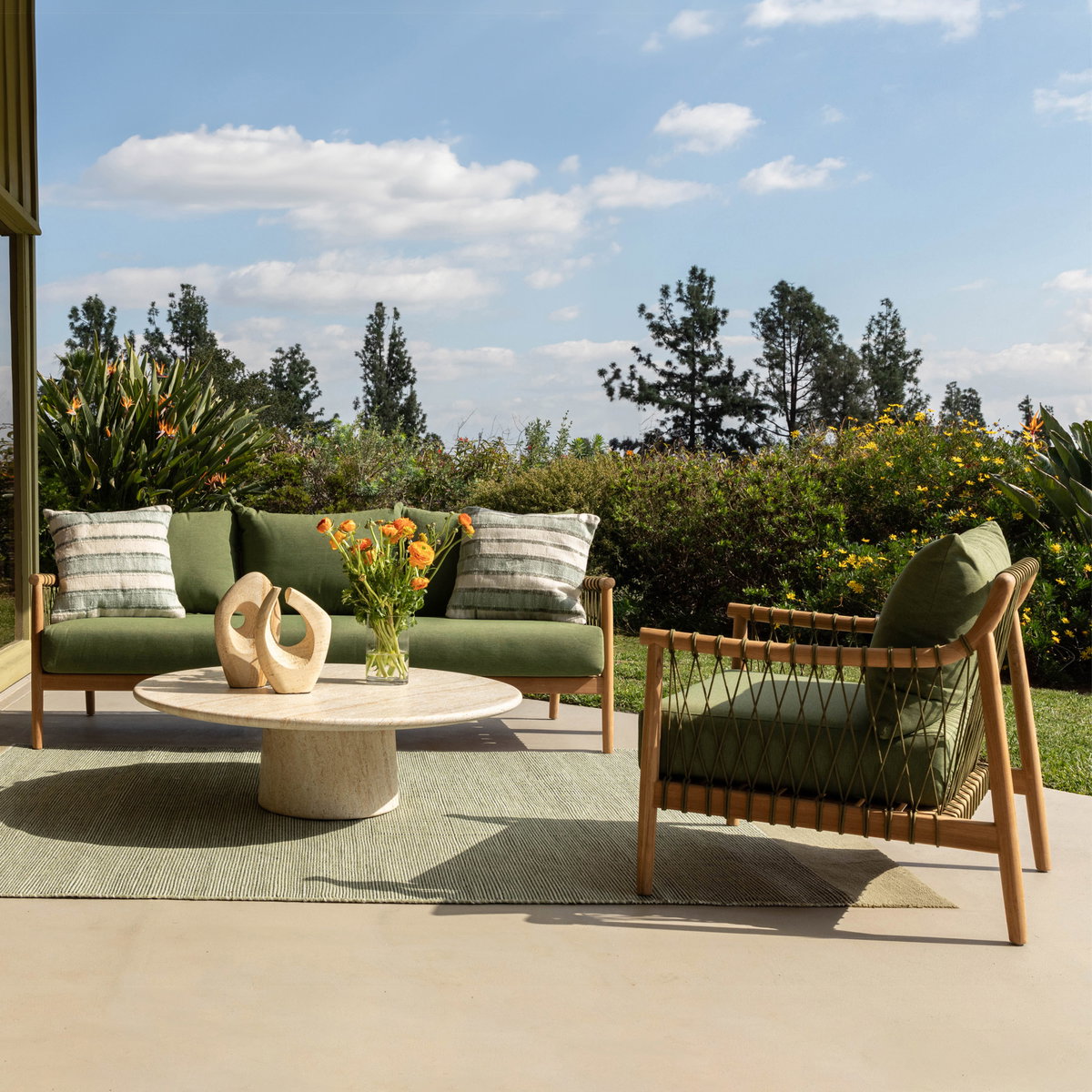 Tahoe Outdoor Sofa Green, Sofas & Sectional by Dovetail, 78.5" width x 33" height x 29.5" depth View 8