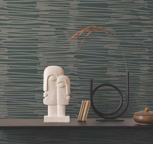 Water Reed Thatch Forest & Silver Wallpaper
