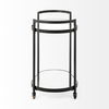 Eleonore Black Metal Frame Two-Tier with Glass Shelves Bar Cart, Bar Carts & Cabinet by Mercana, 25" length x 16.14" width x 27.95" height thumbnail 5