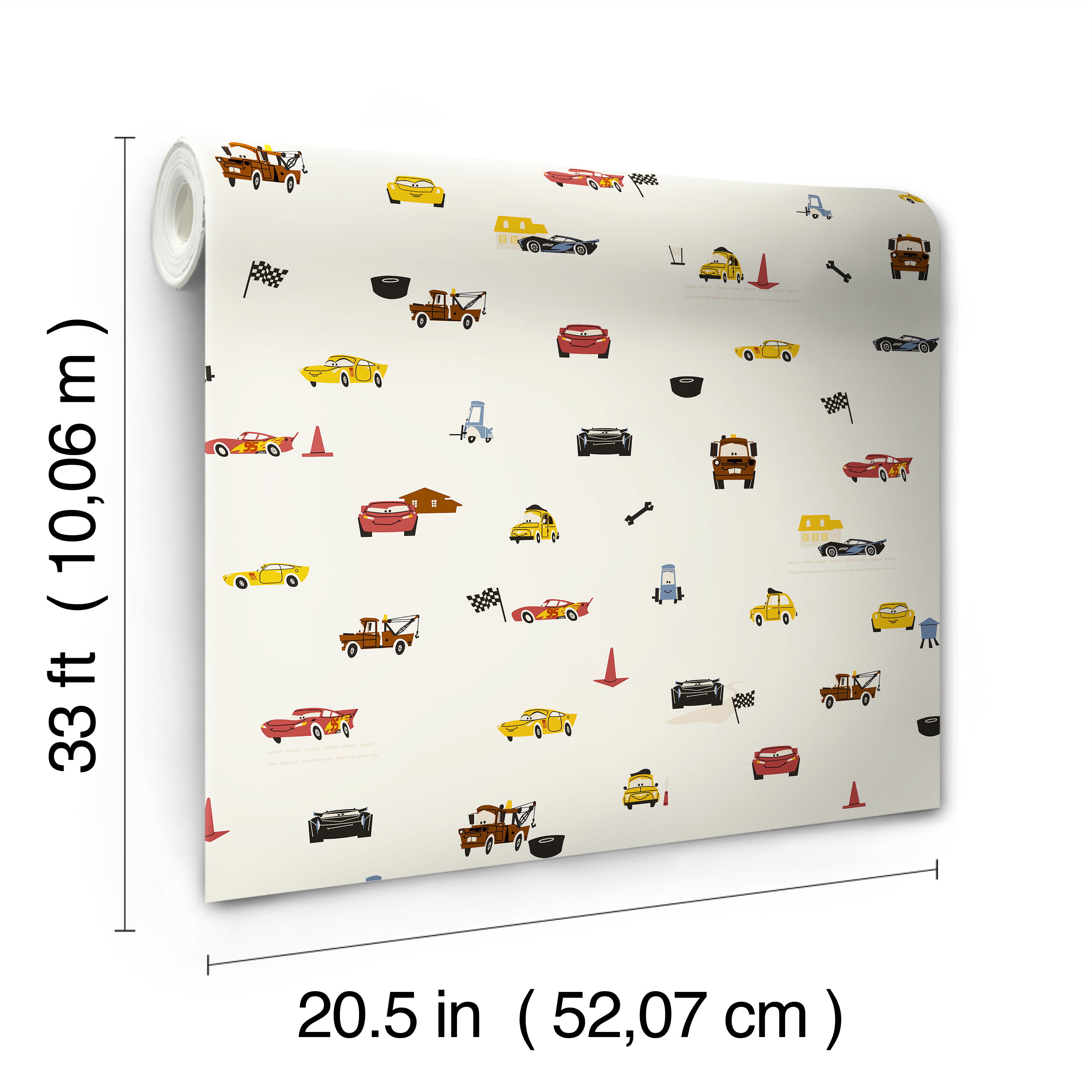 Disney & Pixar Cars Racing Spot Cream Wallpaper, by York Wall, 33' length x 1'8.5" width x 0.02" depth View 3