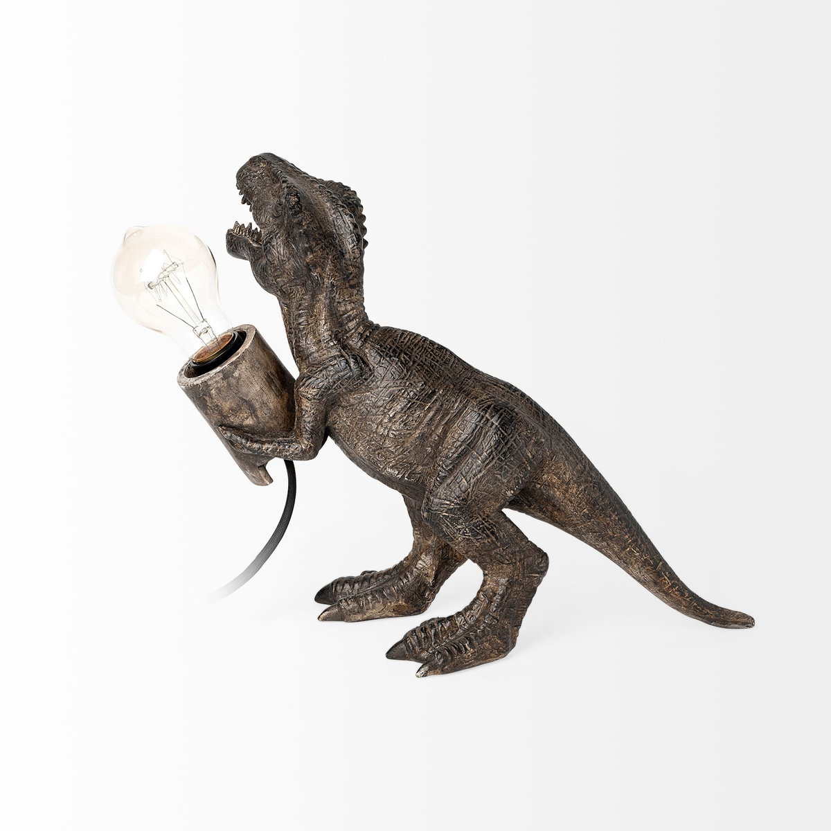 Raptor (10.6'H) Dark Tone Resin Tyrannosaurus Rex Table Lamp, by Mercana, 12.01" length x 5.91" width x 10.63" height View 4