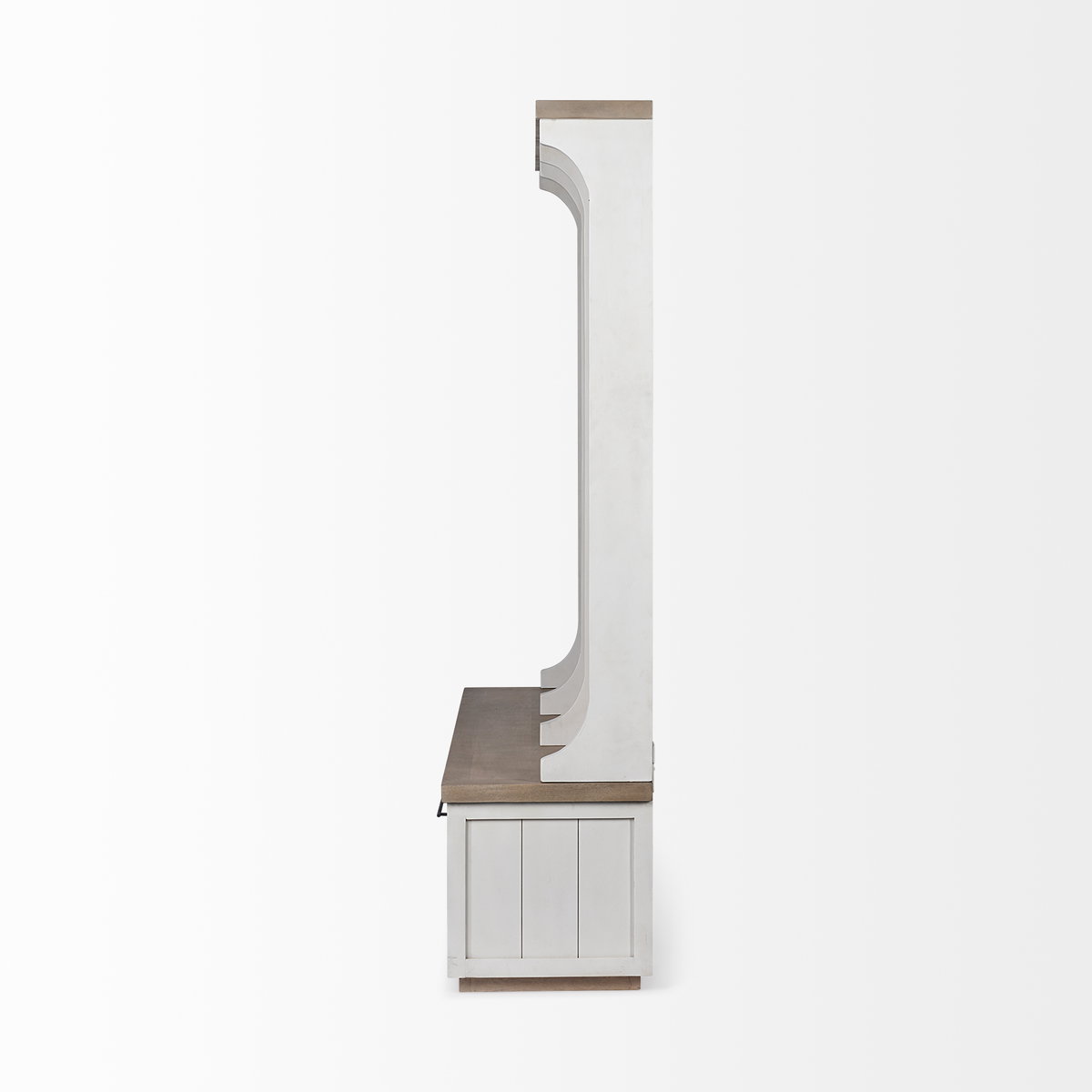 Fairview IV 61L x 17W White And Brown Wood With Storage Hall Tree, Entry & Hallway by Mercana, 61" length x 18" width x 76" height View 7