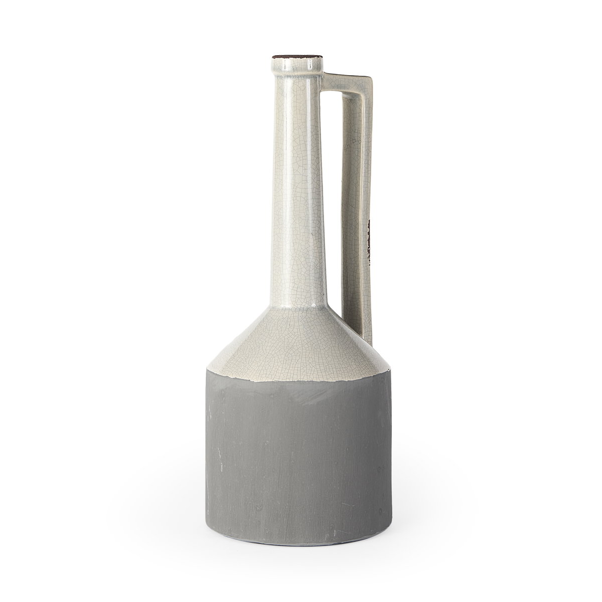 Burton 16.7H Large Two Tone Gray Ceramic Jug Vase, Decorative Jar by Mercana, 6.3" length x 6.3" width x 15.75" height View 1