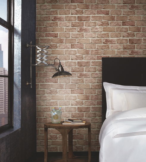 Stretcher Brick Red Peel & Stick Wallpaper