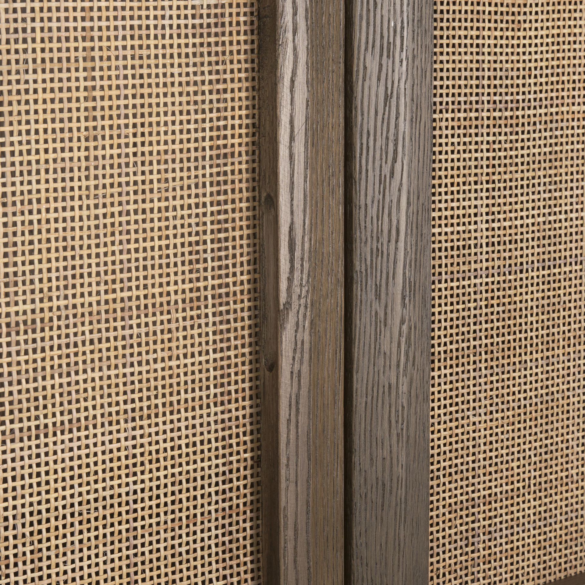 Sina Brown Oak Wood with Natural Rattan 2 Door Curio Cabinet large image 