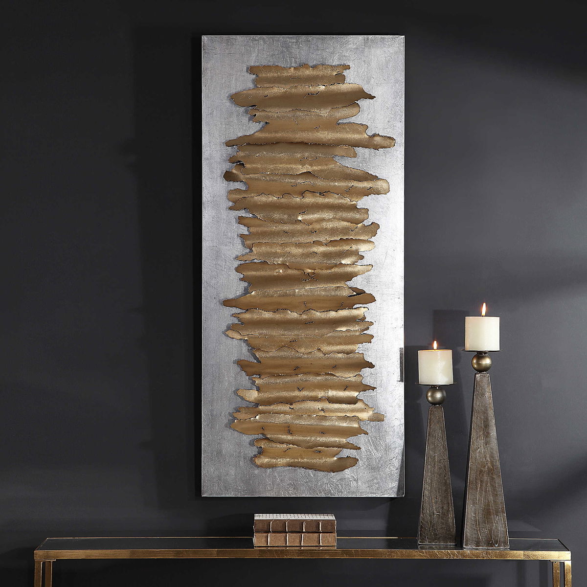 Lev Gold Metal Wall Decor, Art by Uttermost, 24" width x 55.25" height x 2.75" depth View 6