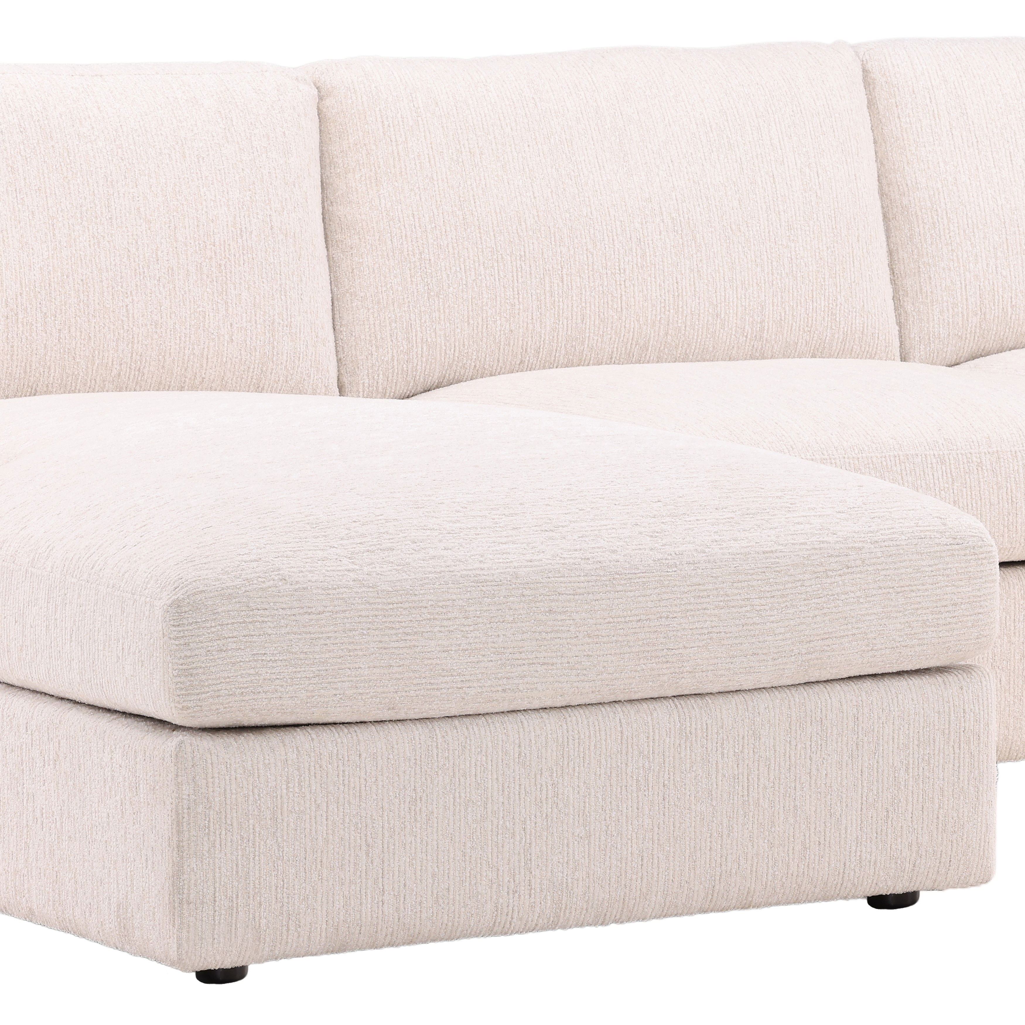 Bryce Chaise Sectional Cream, Sectional Sofa by Dovetail, 115" width x 34.68" height x 74.5" depth View 6