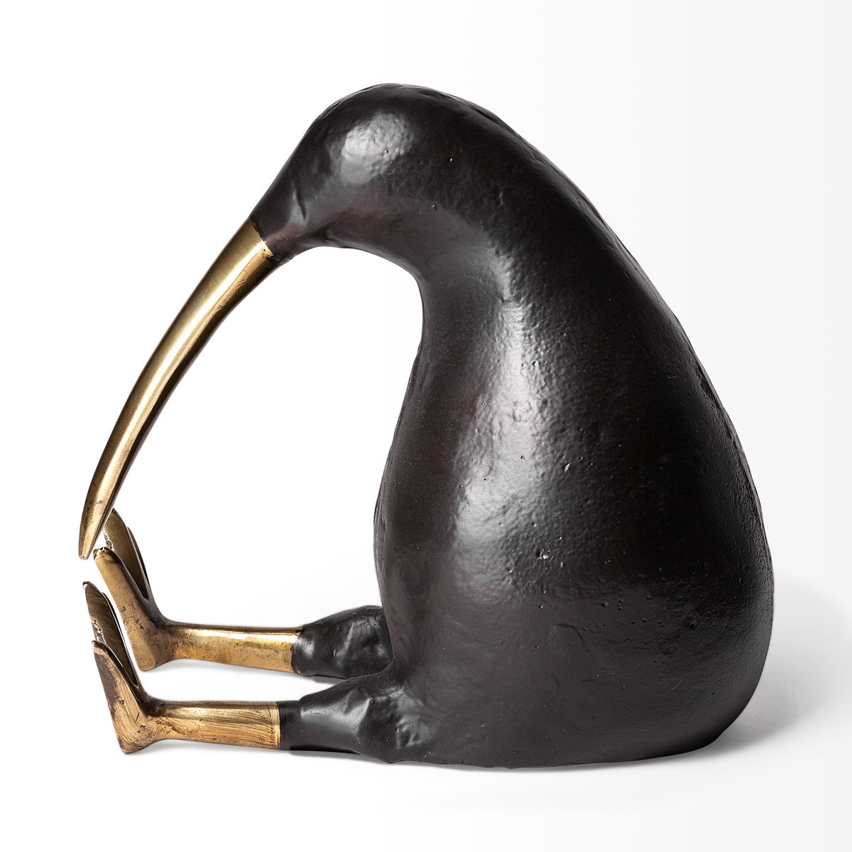 Dodo Kiwi 7L x 4W Black Cast Aluminum Mauritian Bird Sculpture, Decorative Object by Mercana, 6.75" length x 4.25" width x 6.75" height View 7