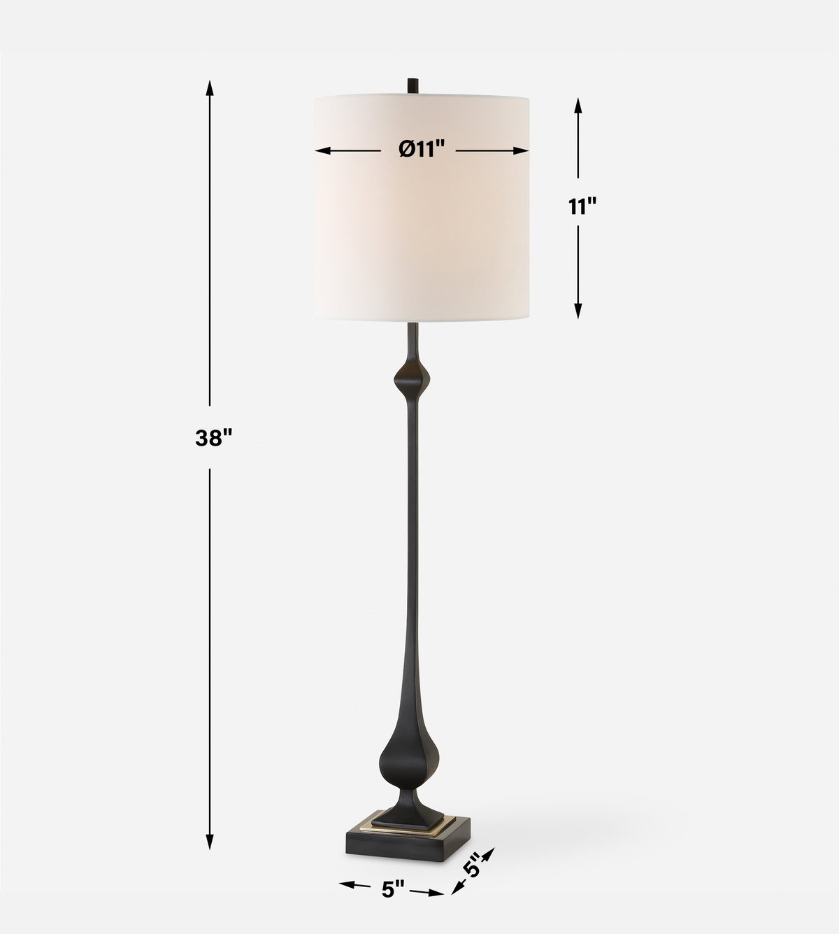 Hightower Black Buffet Lamp, by Uttermost, 11" width x 3'2" height x 11" depth View 3