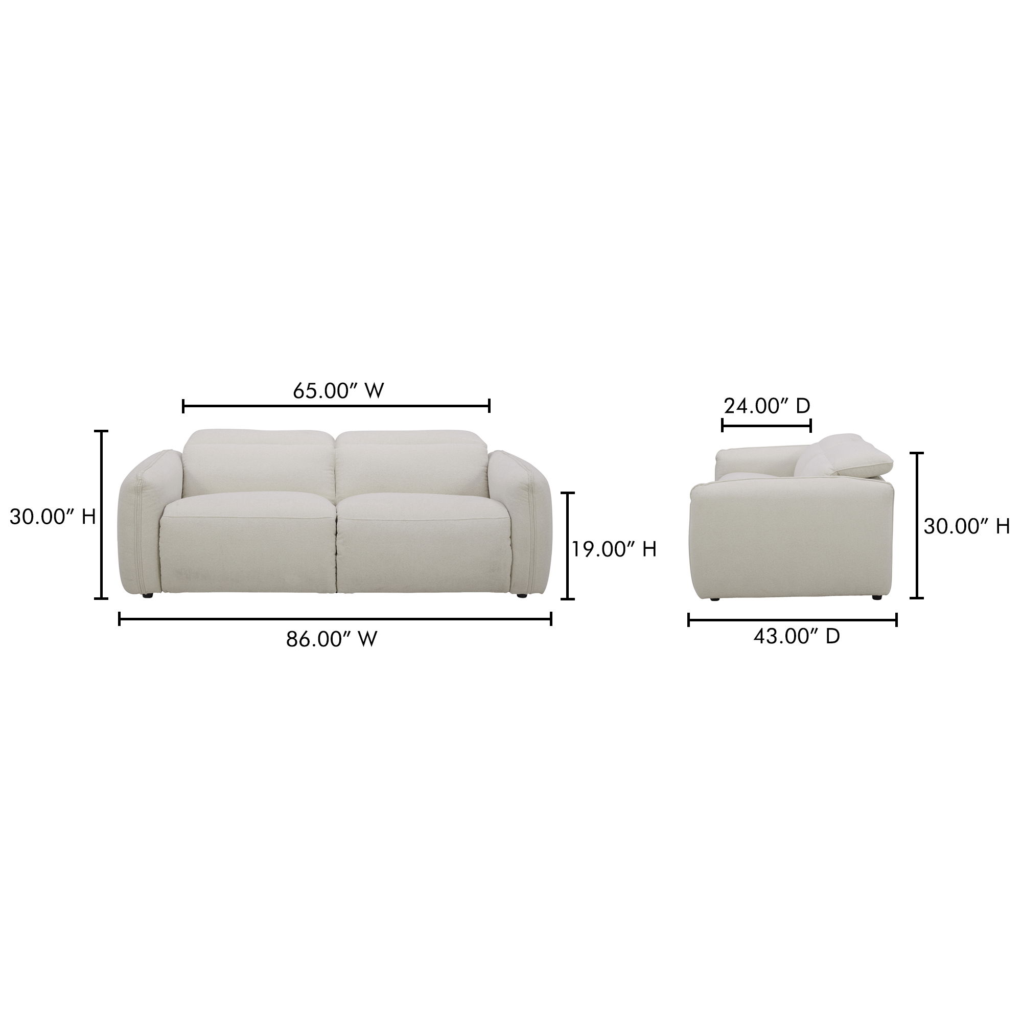 Eli Power Recliner Sofa Warm White large image 
