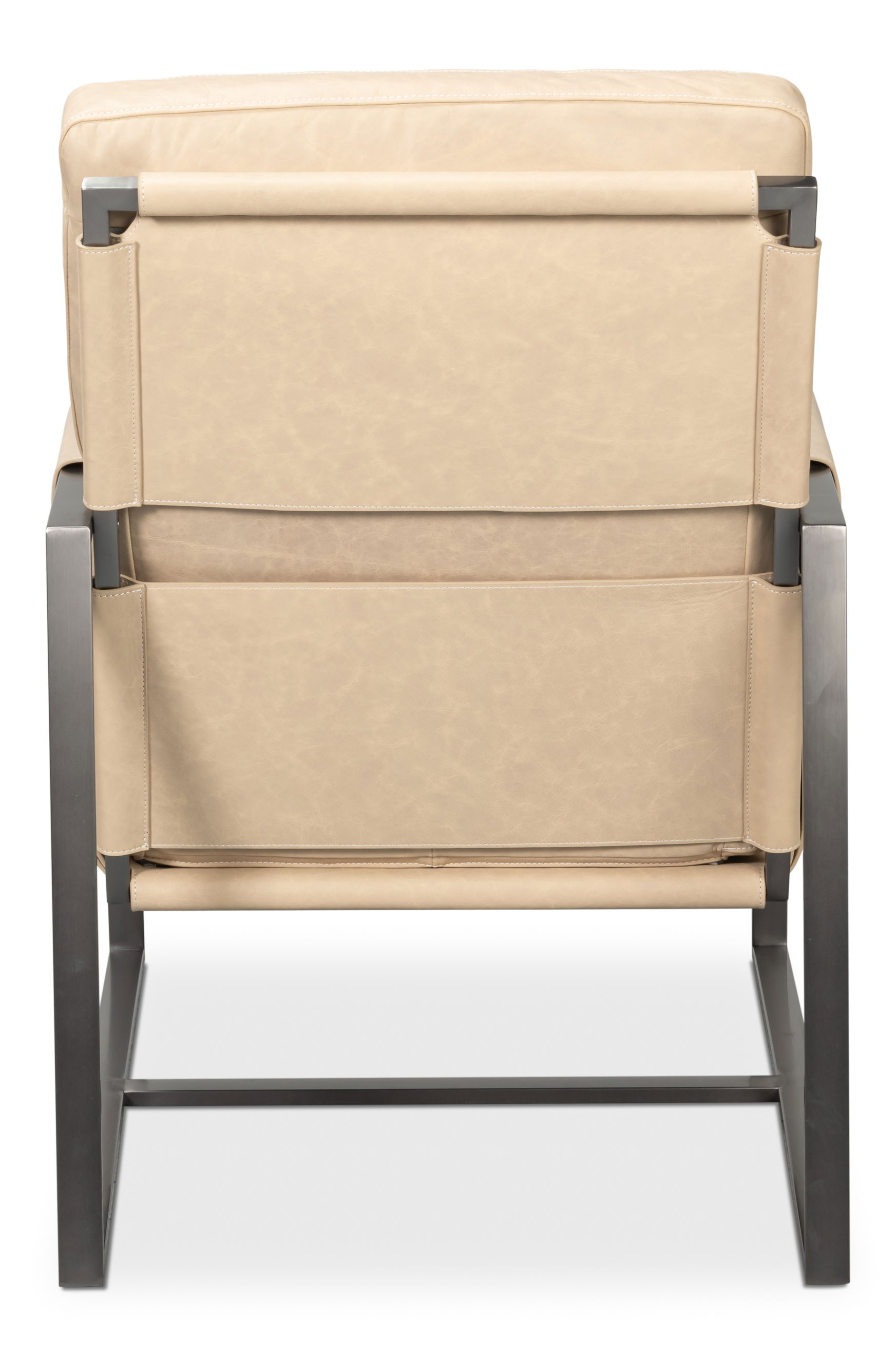 Edmonds Distilled Leather Chair,White, Seating by Sarreid, 25" length x 36" width x 38" height View 10