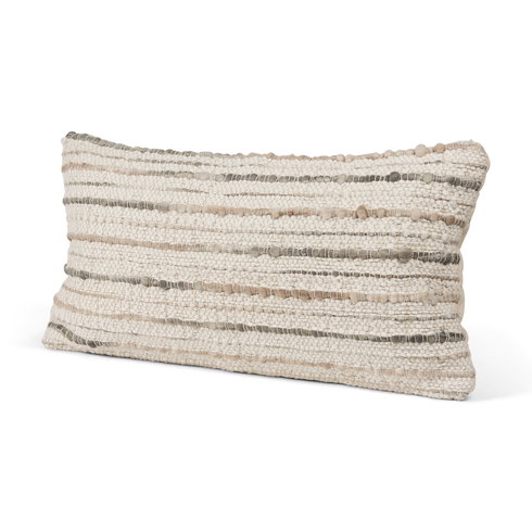 Kodi 14x26 Cream with Stripes Lumbar Pillow Cover