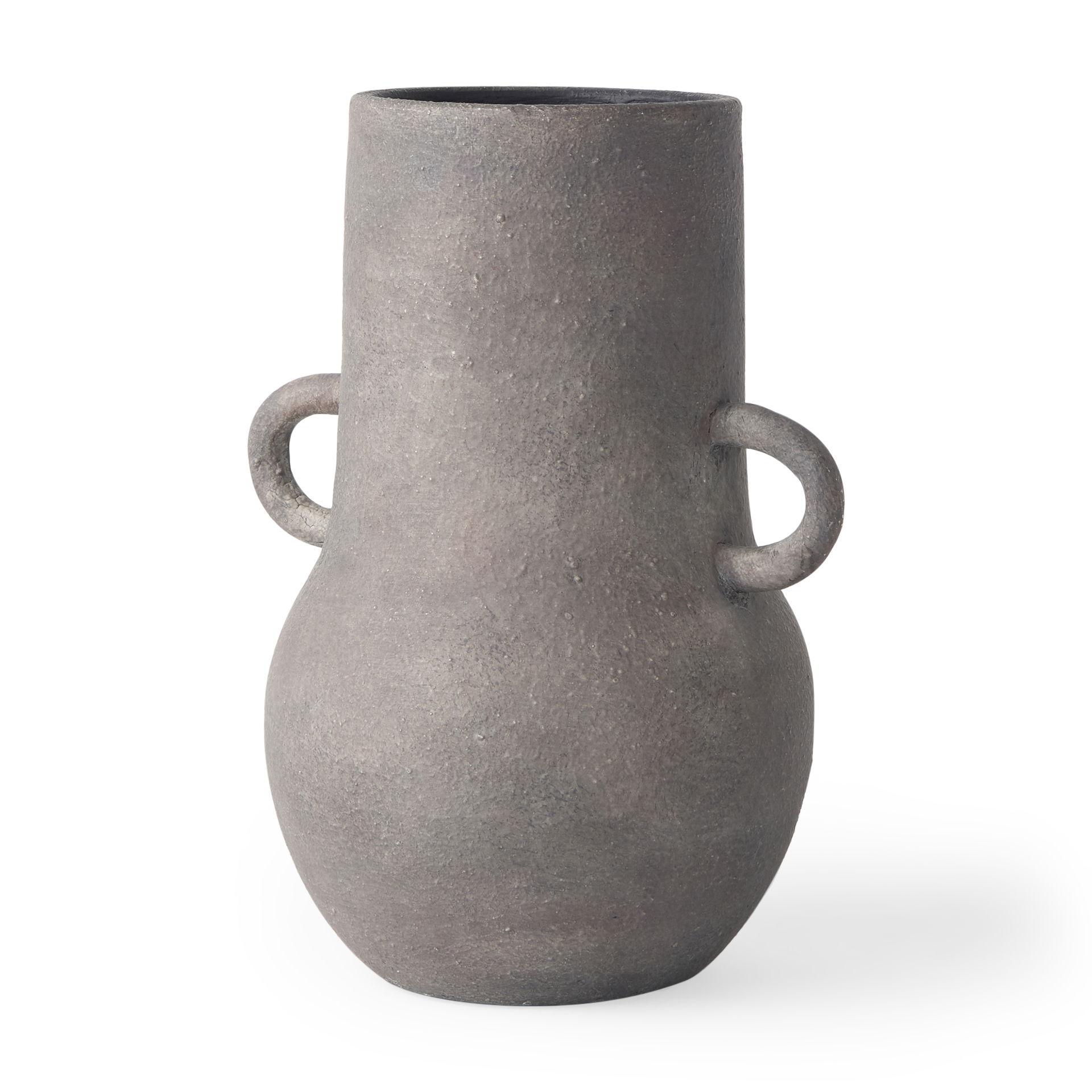 Armani 10.4H Brown-Gray Double Ear Ceramic Vase, by Mercana, 8.07" length x 6.3" width x 10.43" height View 1