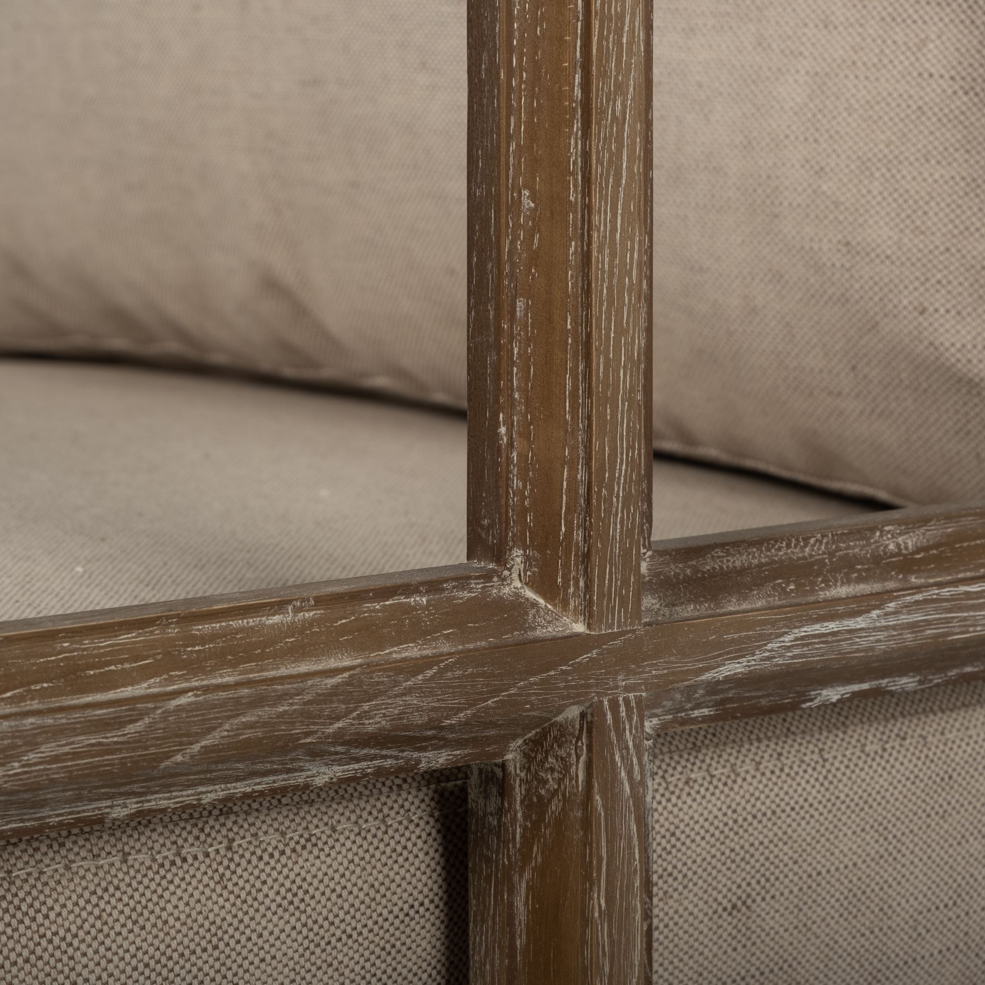 Skylar II Tan Fabric Covered Cushioned Demi-Lune Wooden Frame Accent Chair, by Mercana, 29" length x 29.75" width x 33.75" height View 9