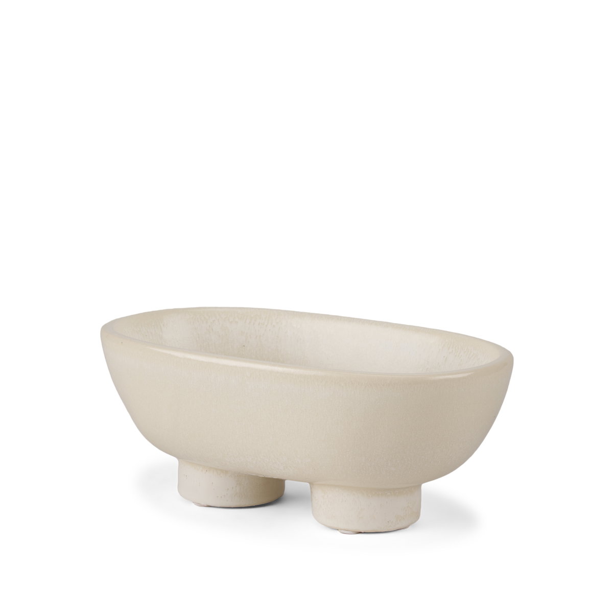 Tyren Cream Glazed Decorative Oblong Ceramic Bowl, Decorative Bowl by Mercana, 12.01" length x 7.68" width x 4.92" height View 1