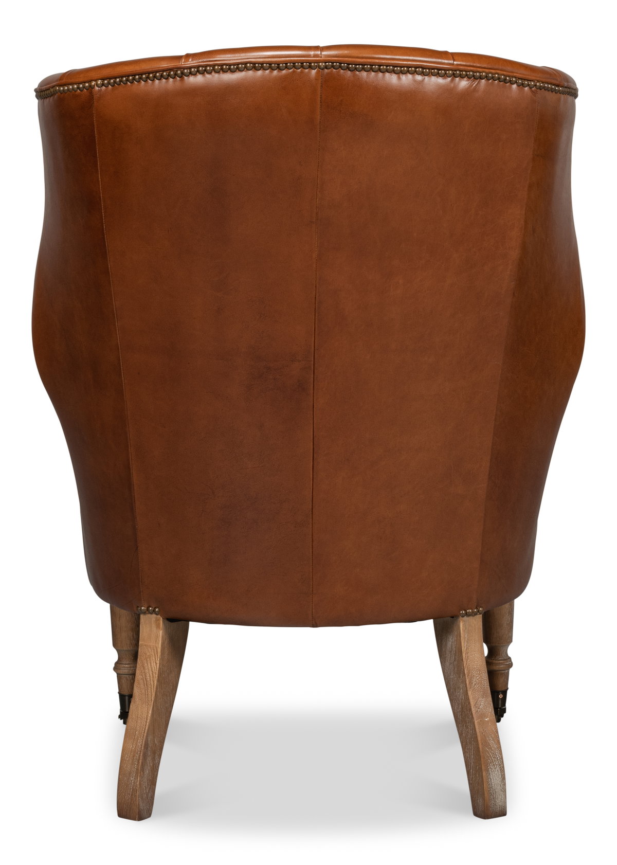 Welsh Leather Chair, Vintage Havana, Seating by Sarreid, 32" length x 33" width x 43" height View 12