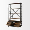 Brodie VIII 57L x 20.5W x 94H Brown Wood Gun-Metal Ladder Four Shelf Shelving Unit, Shelving & Bookcase by Mercana, 57" length x 20.5" width x 94" height thumbnail 12