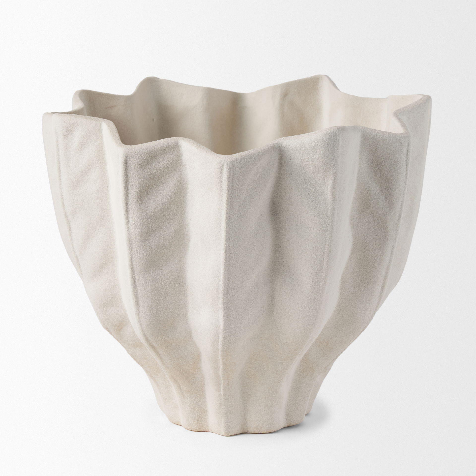 Daria Textured White Sculptural Ceramic Bowl large image 