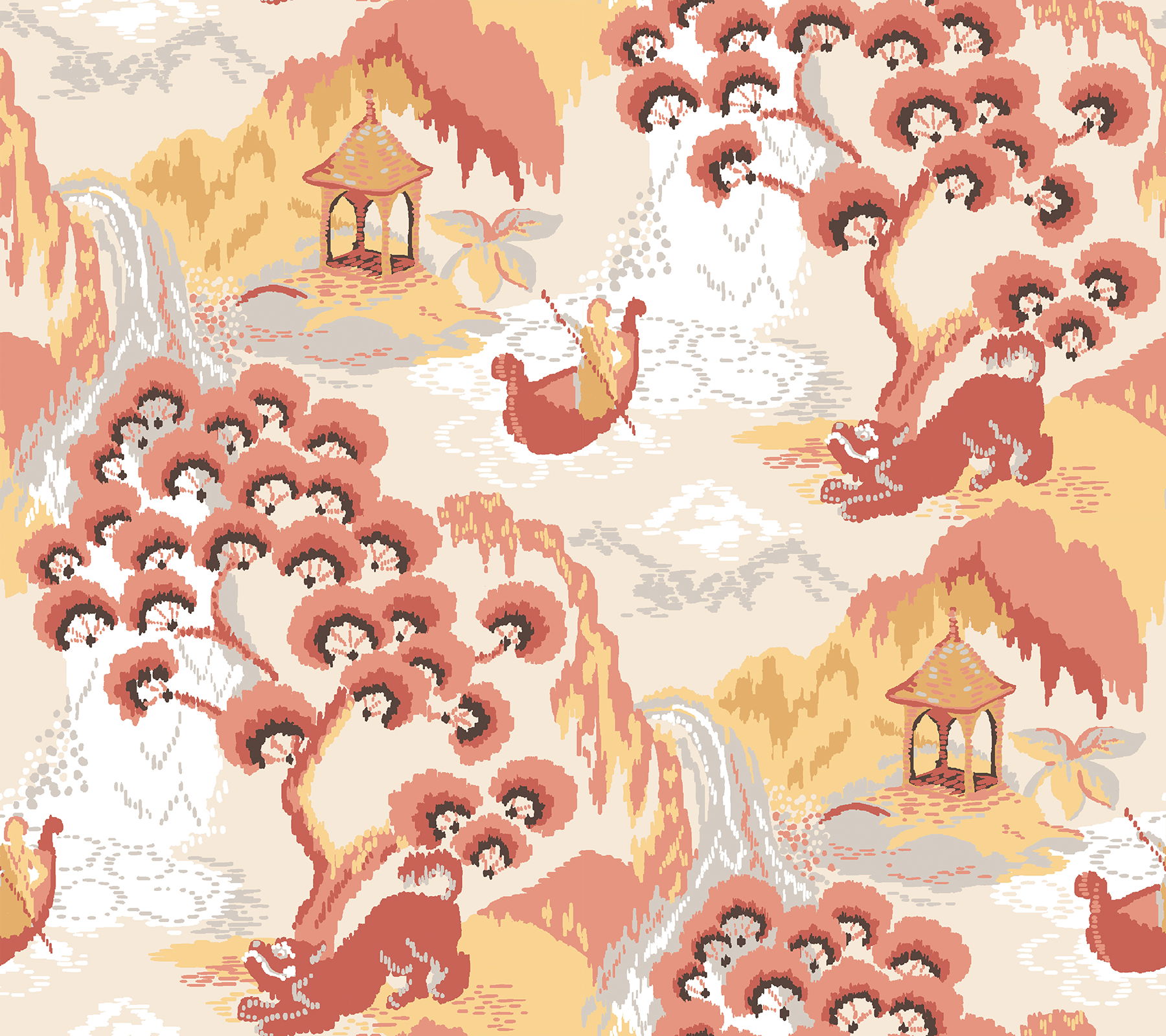 Old Peking Pink Lemonade Peel & Stick Wallpaper large image 