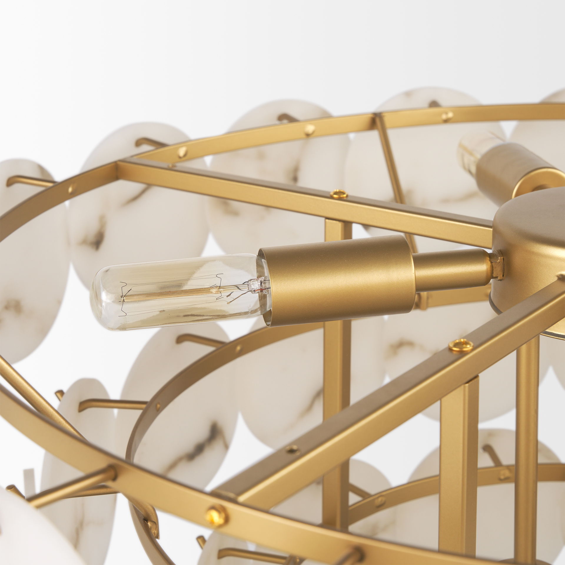 Monroe Brushed Gold Metal with Resin Shade 6-Light Chandelier large image 
