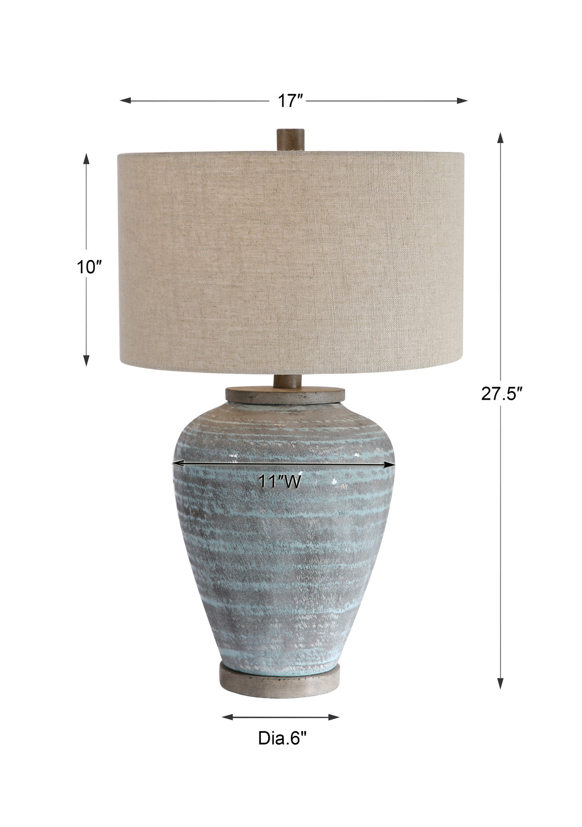 Pelia Light Aqua Table Lamp, by Uttermost, 1'5" width x 2'3.5" height x 1'5" depth View 3