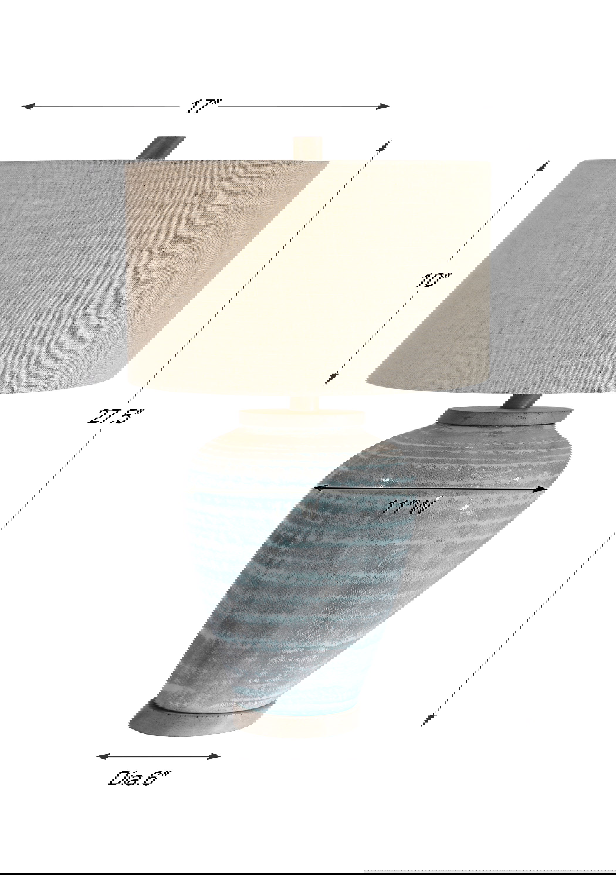 Pelia Light Aqua Table Lamp, by Uttermost, 17" width x 27.5" height x 17" depth View 3