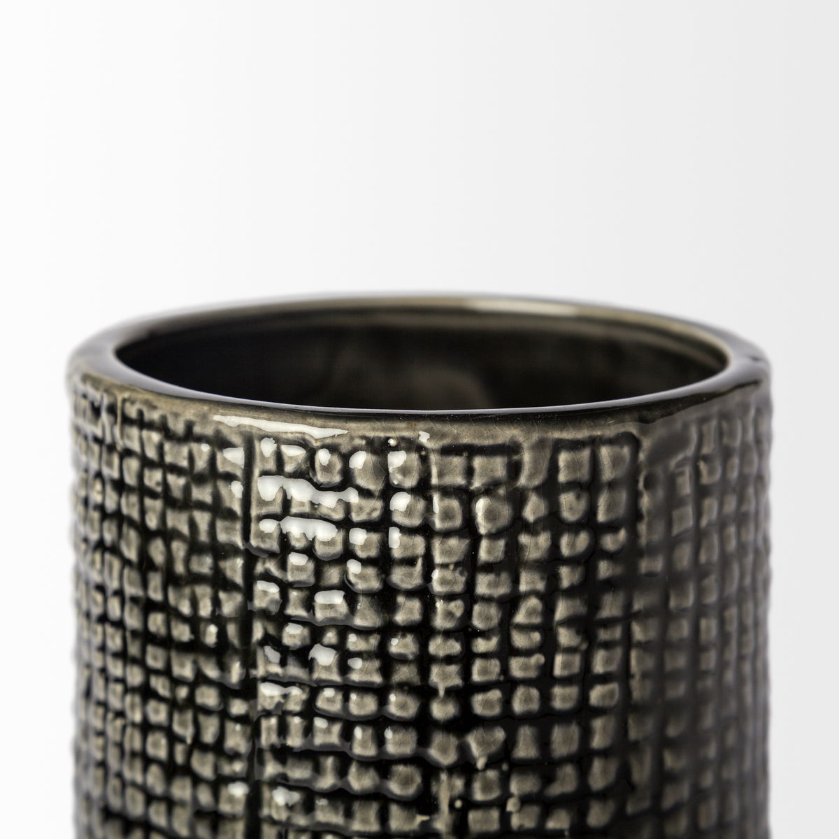 Kona II Medium Black/Gold Ceramic Vase, by Mercana, 4.13" length x 4.13" width x 9.84" height View 7