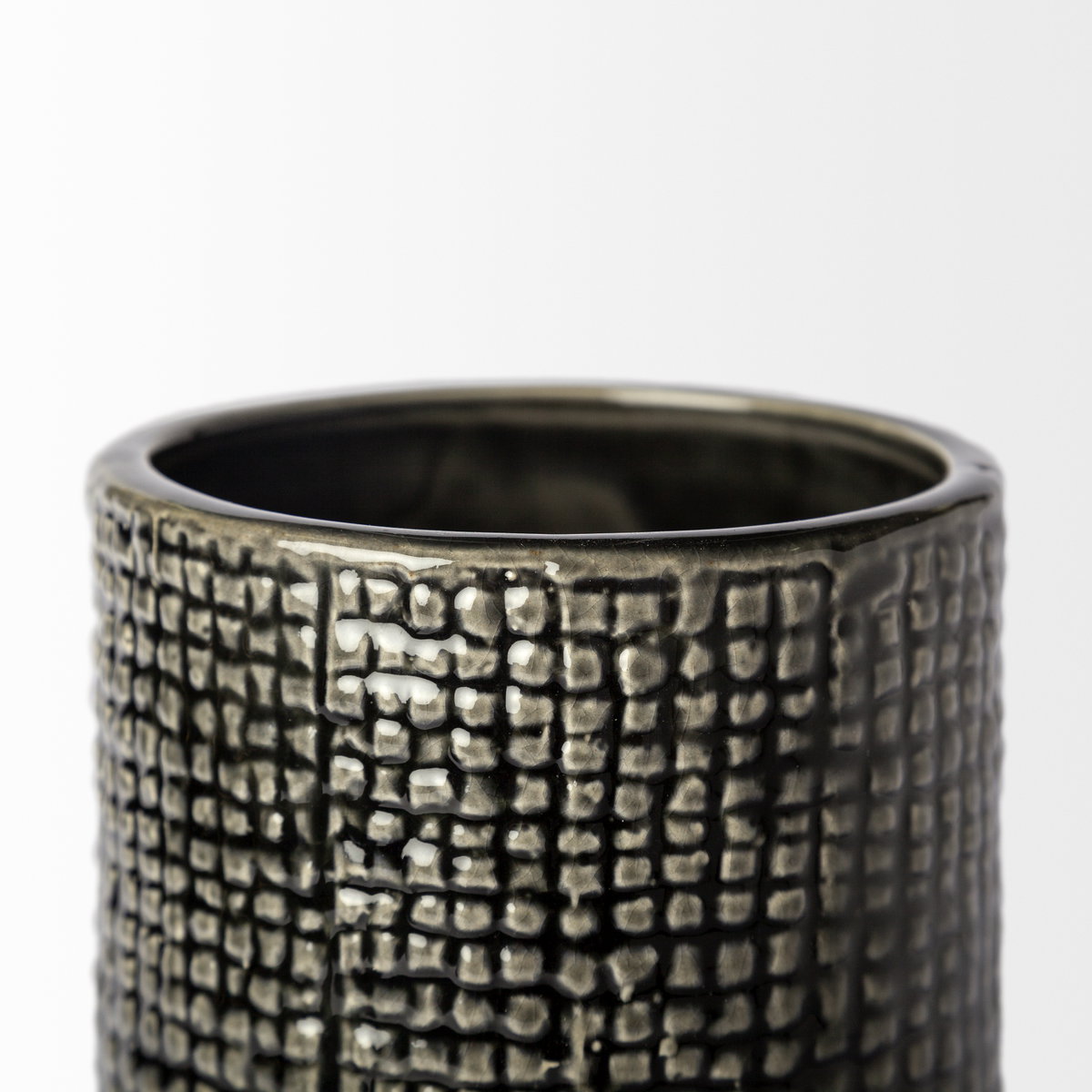 Kona II Medium Black/Gold Ceramic Vase, by Mercana, 4.13" length x 4.13" width x 9.84" height View 7