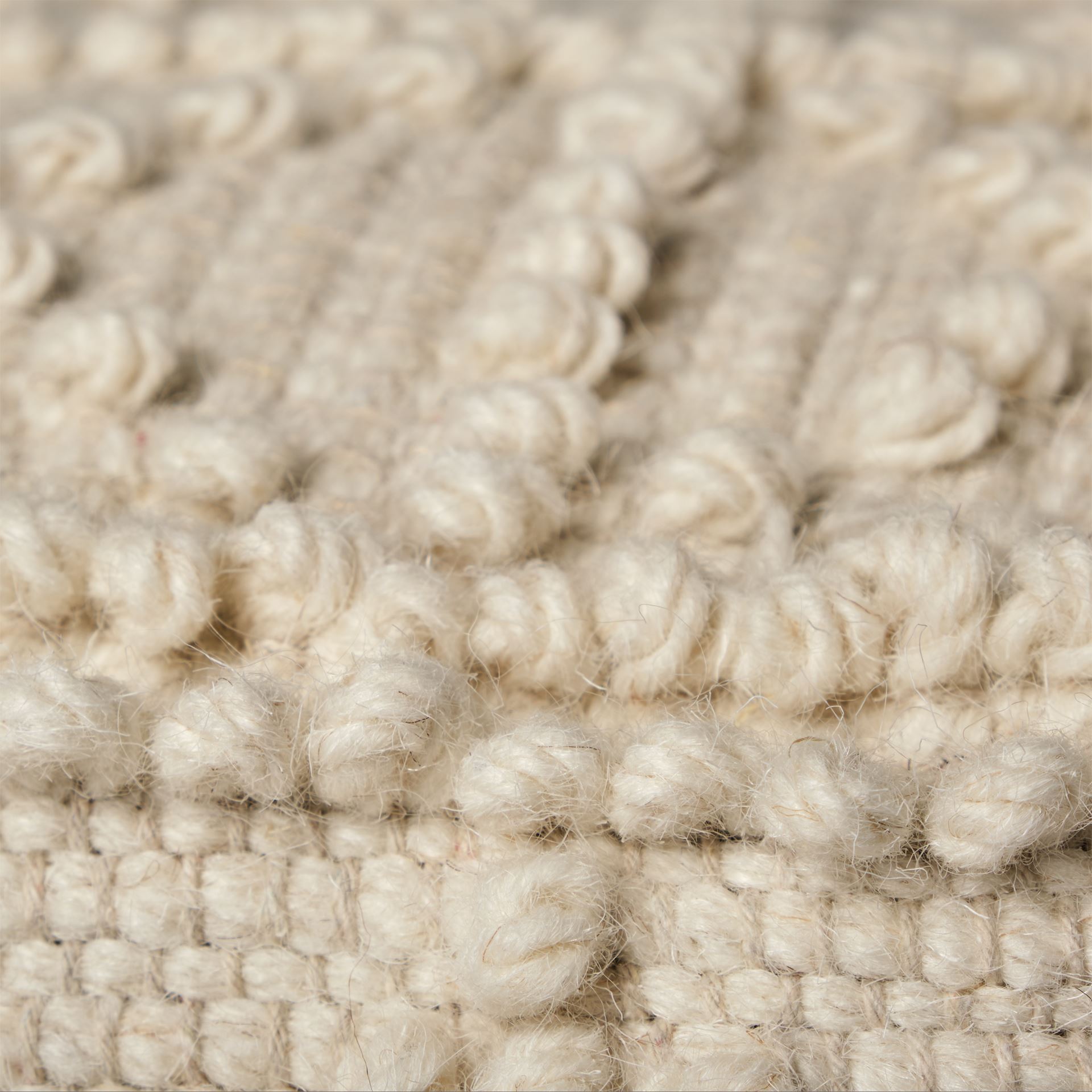 Leroy Square Cream Wool Pouf with Popcorn Detail large image 