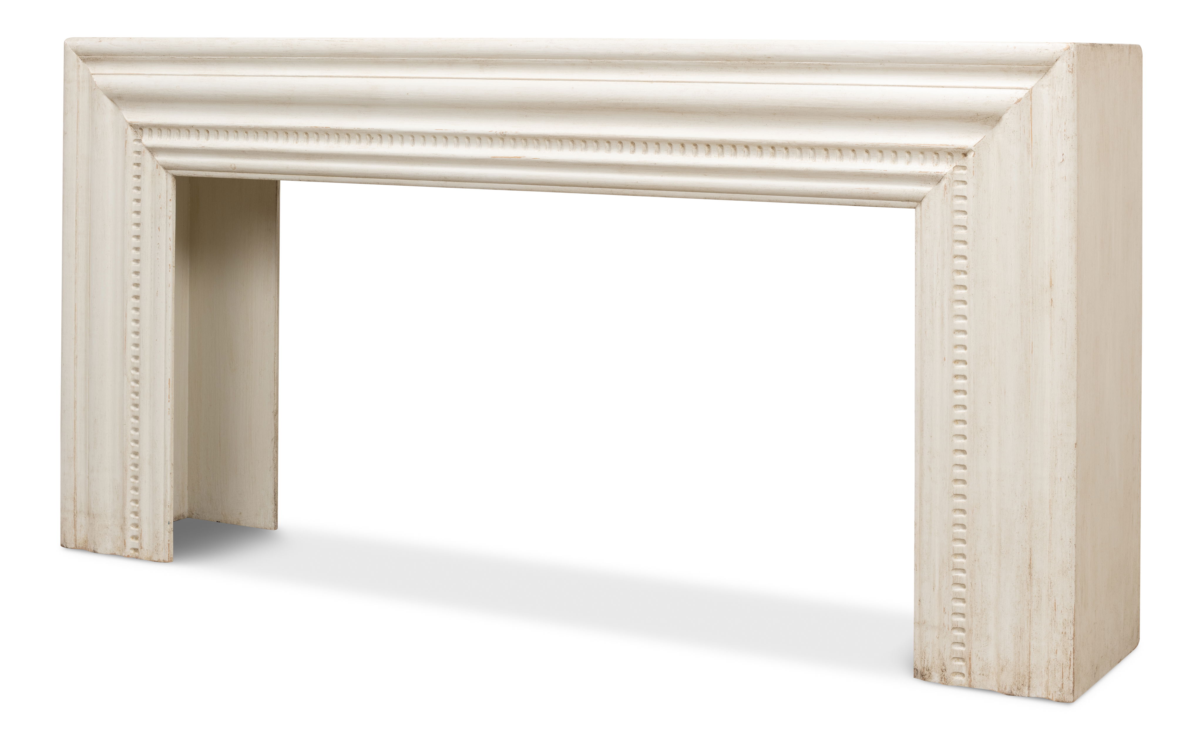 Mantel Console, Antique White, Console Table by Sarreid, 72" length x 14" width x 35" height View 9