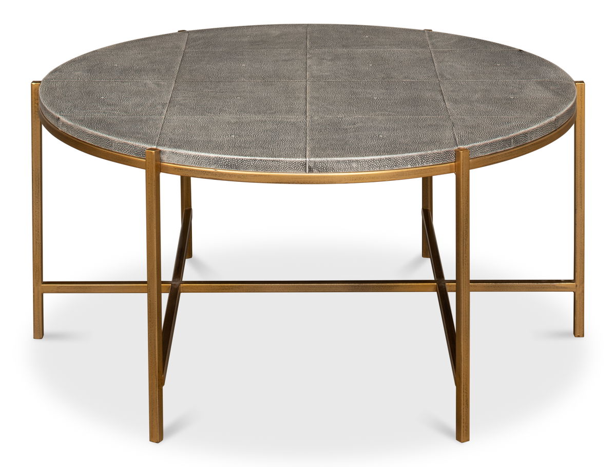 Grey Shagreen Coffee Table, by Sarreid, 2'10" length x 2'10" width x 1'4" height View 2