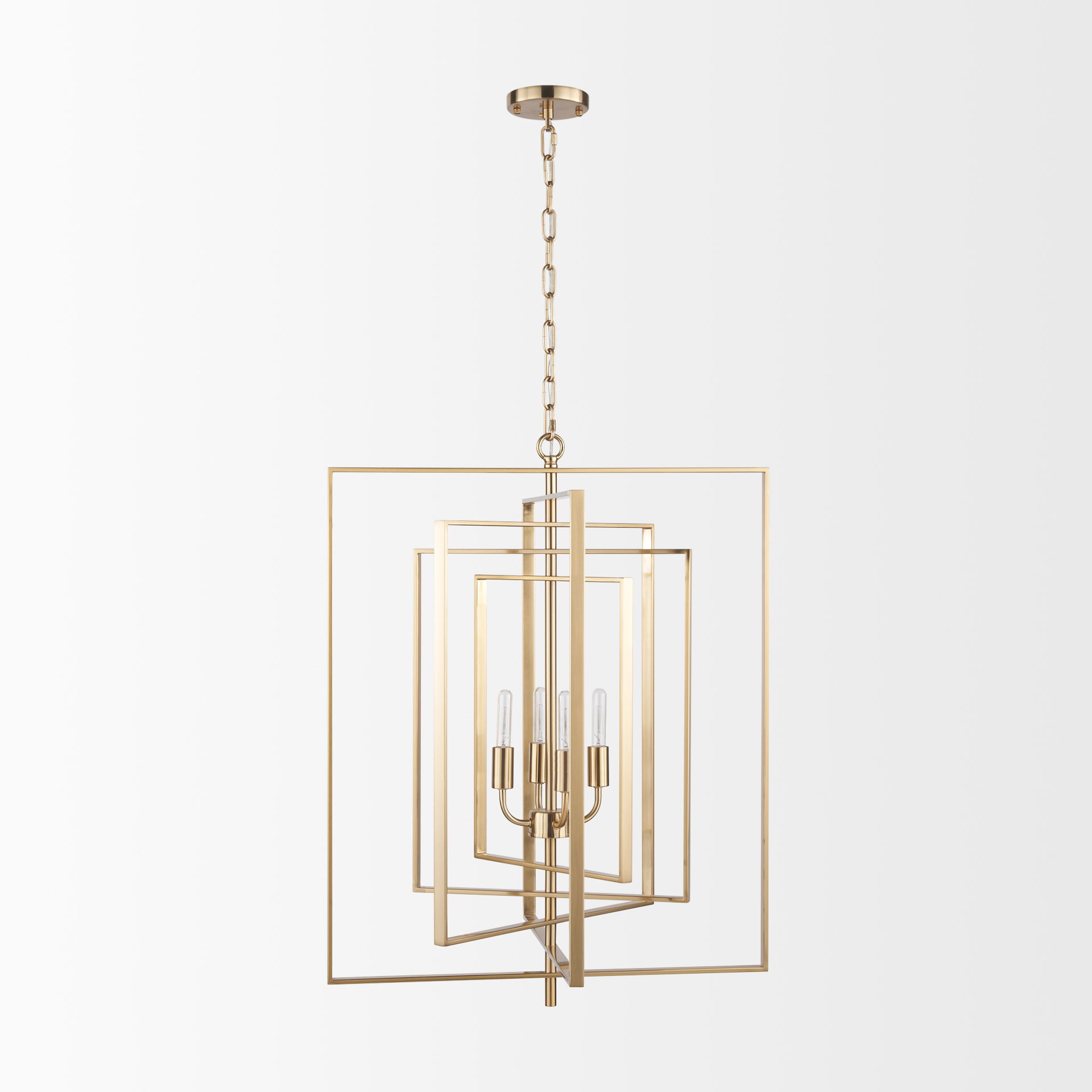 Colleen Antiqued Gold Metal 4-Light Chandelier, by Mercana, 23.62" length x 23.62" width x 29.92" height View 3