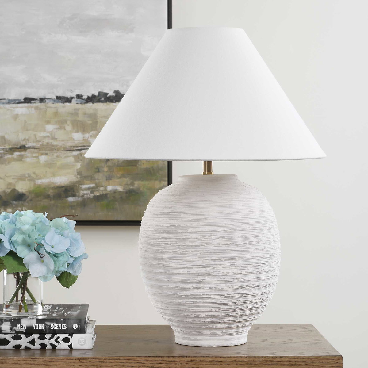 Rocio Ceramic White Table Lamp, by Uttermost, 19" width x 25" height x 19" depth View 3