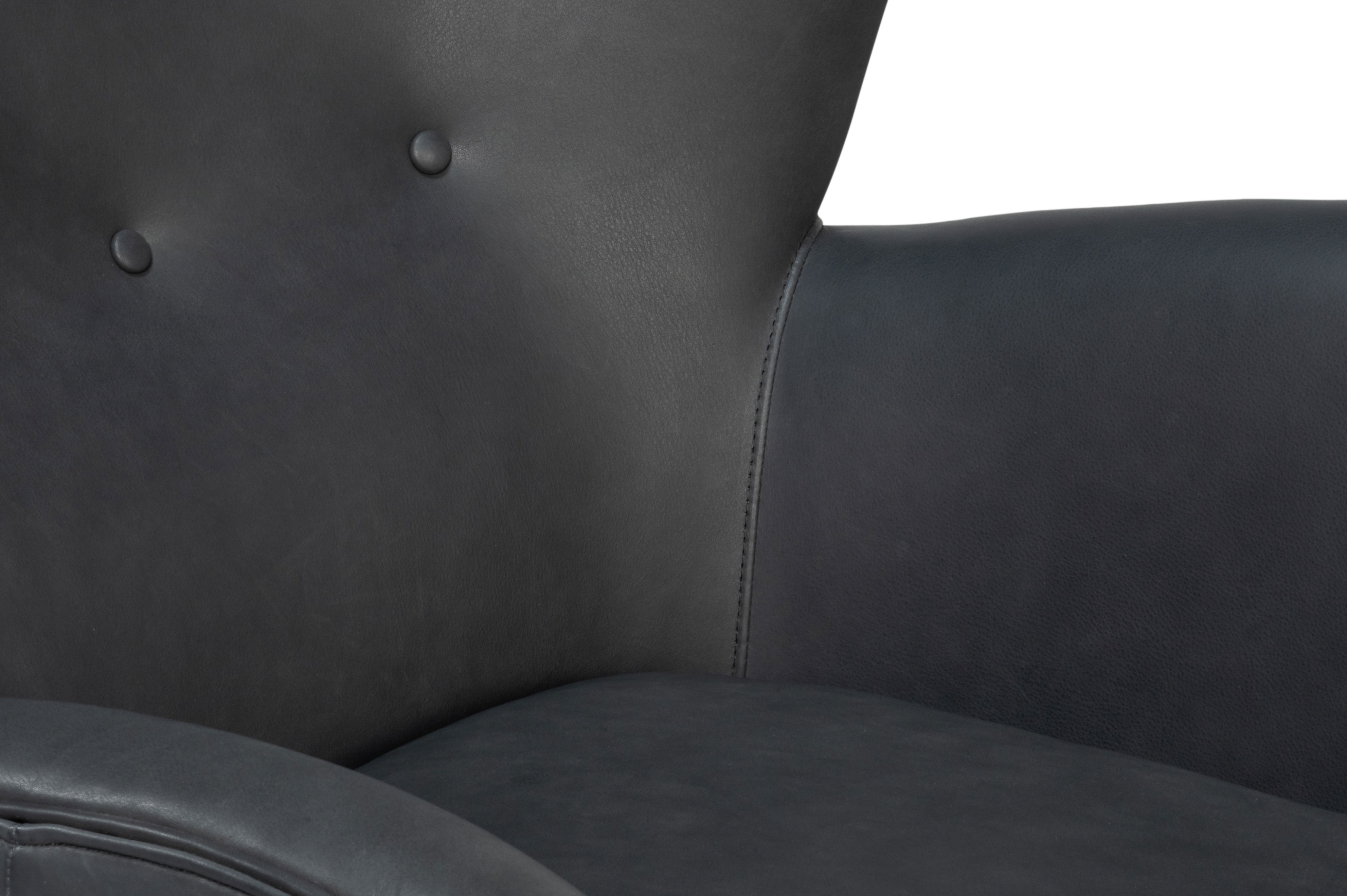 Lombard Wing Chair,Santoni Black Leather large image 