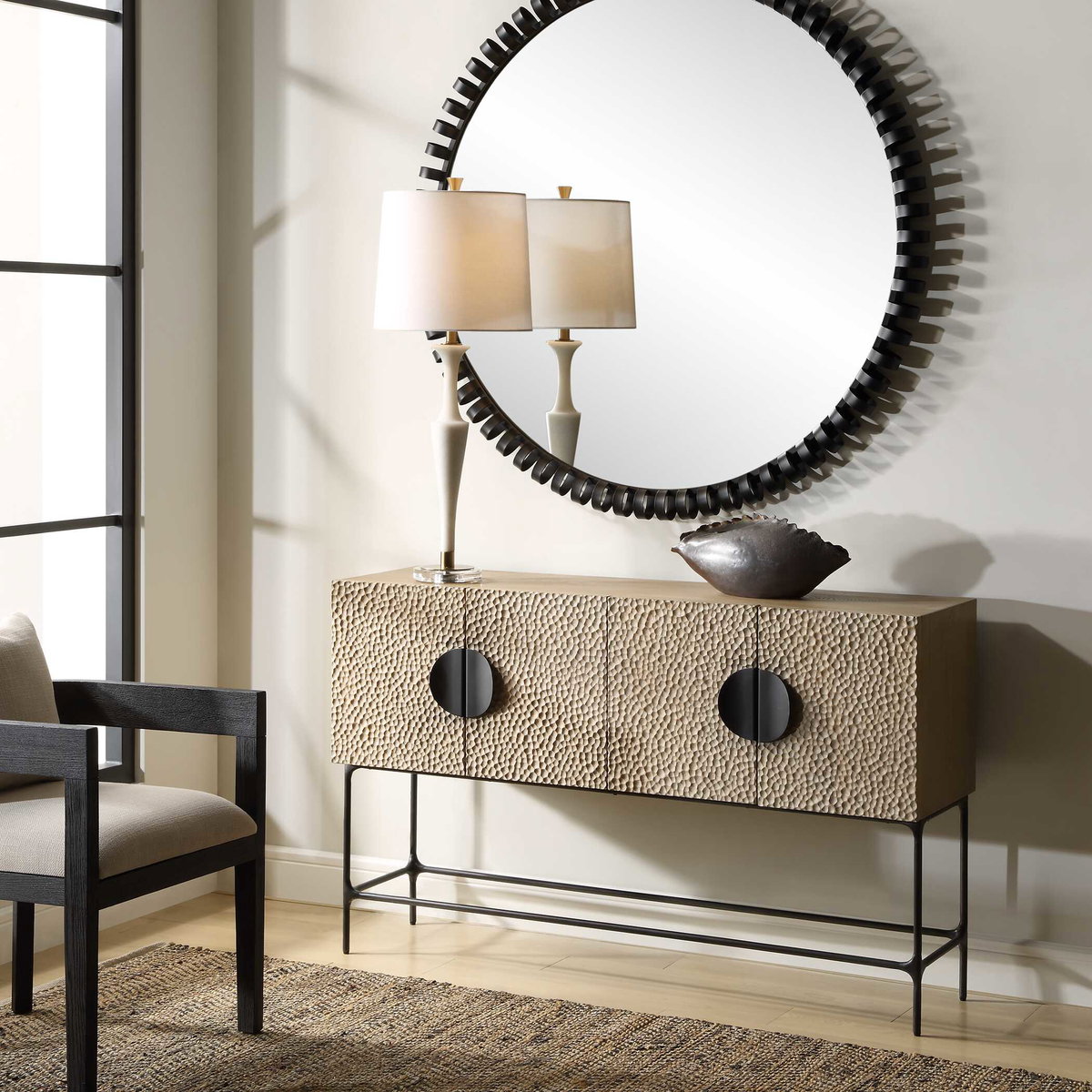 Lunar 4 Door Elm Wood Cabinet, Cabinets & Chest by Uttermost, 53.7" width x 33.4" height x 15" depth View 4