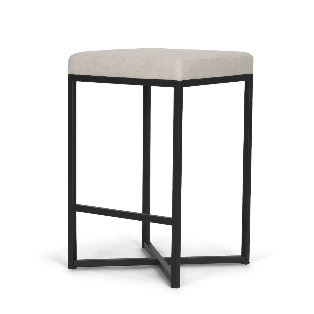 Frodo Backless 26.5in Seat Counter Stool | Counter White Fabric, Counter & Bar Stool by Mercana, 16.5" length x 16.5" width x 26.5" height View 1