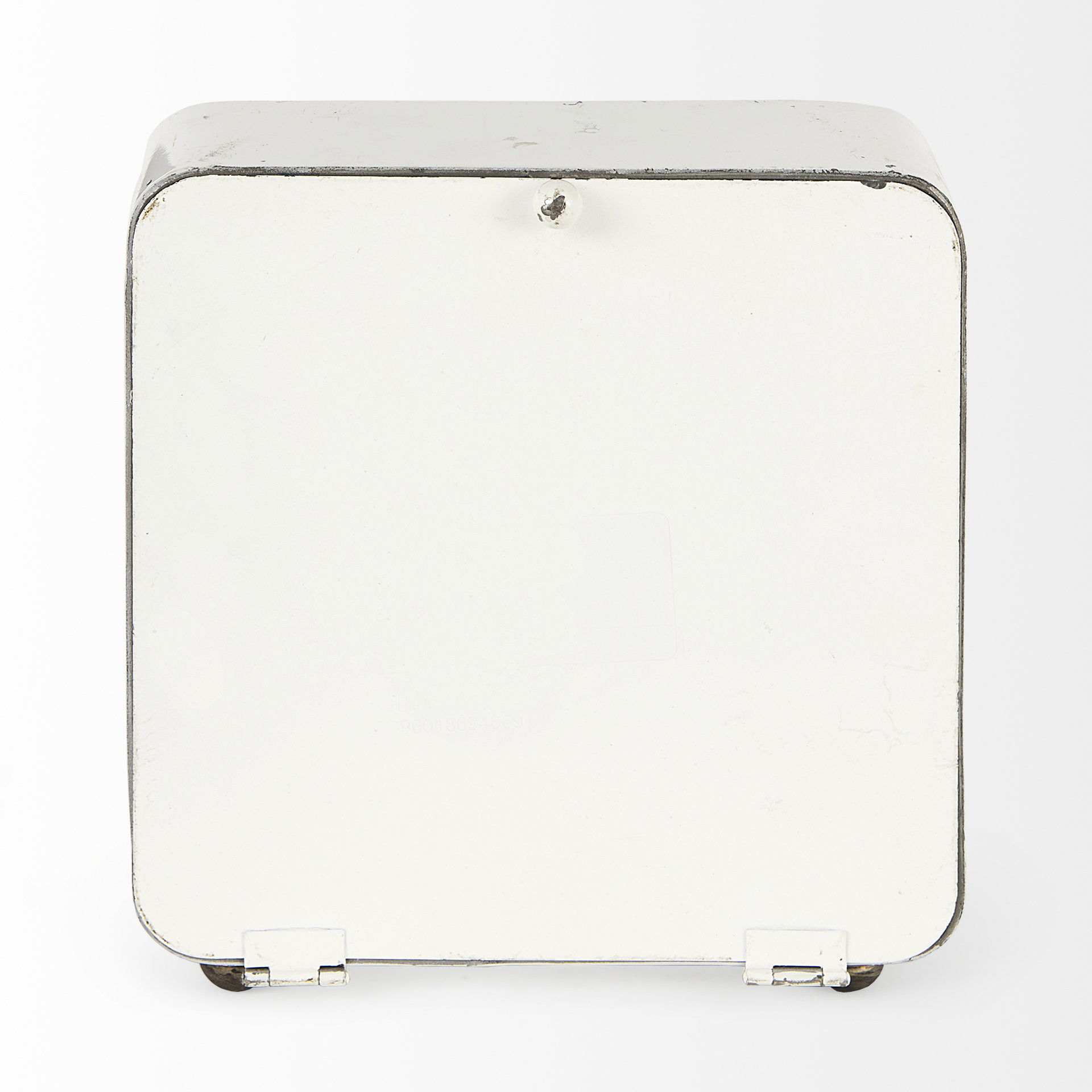 Karl  Rustic White Iron Rounded Square Table Clock large image 