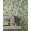Rainforest Leaves Teal Wallpaper, by York Wall, 33' length x 1'9" width x 0.02" depth thumbnail 4