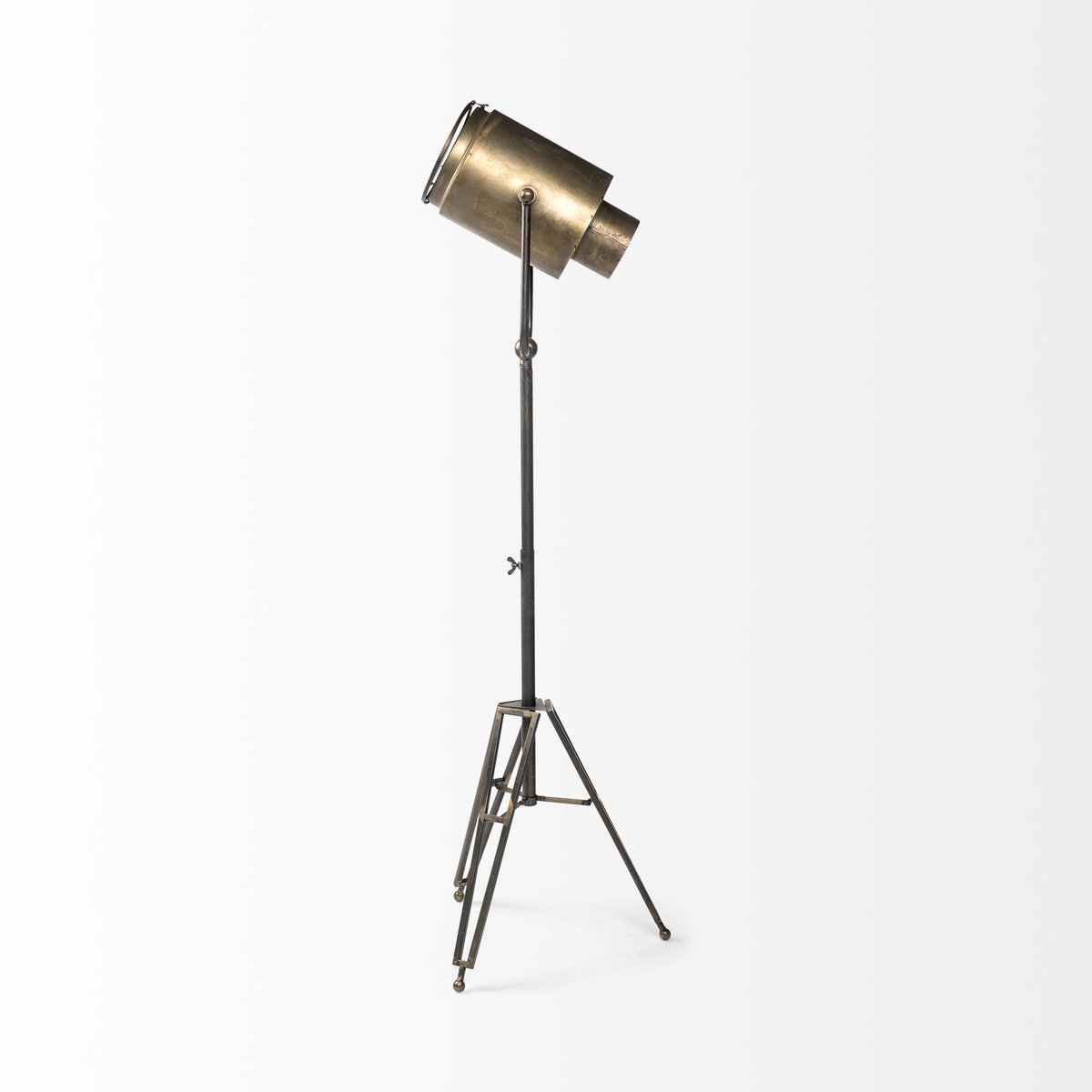 Debdou (61'H) Gold Metal Adjustable Cinema-Style Floor Lamp, by Mercana, 22" length x 22" width x 61" height View 7