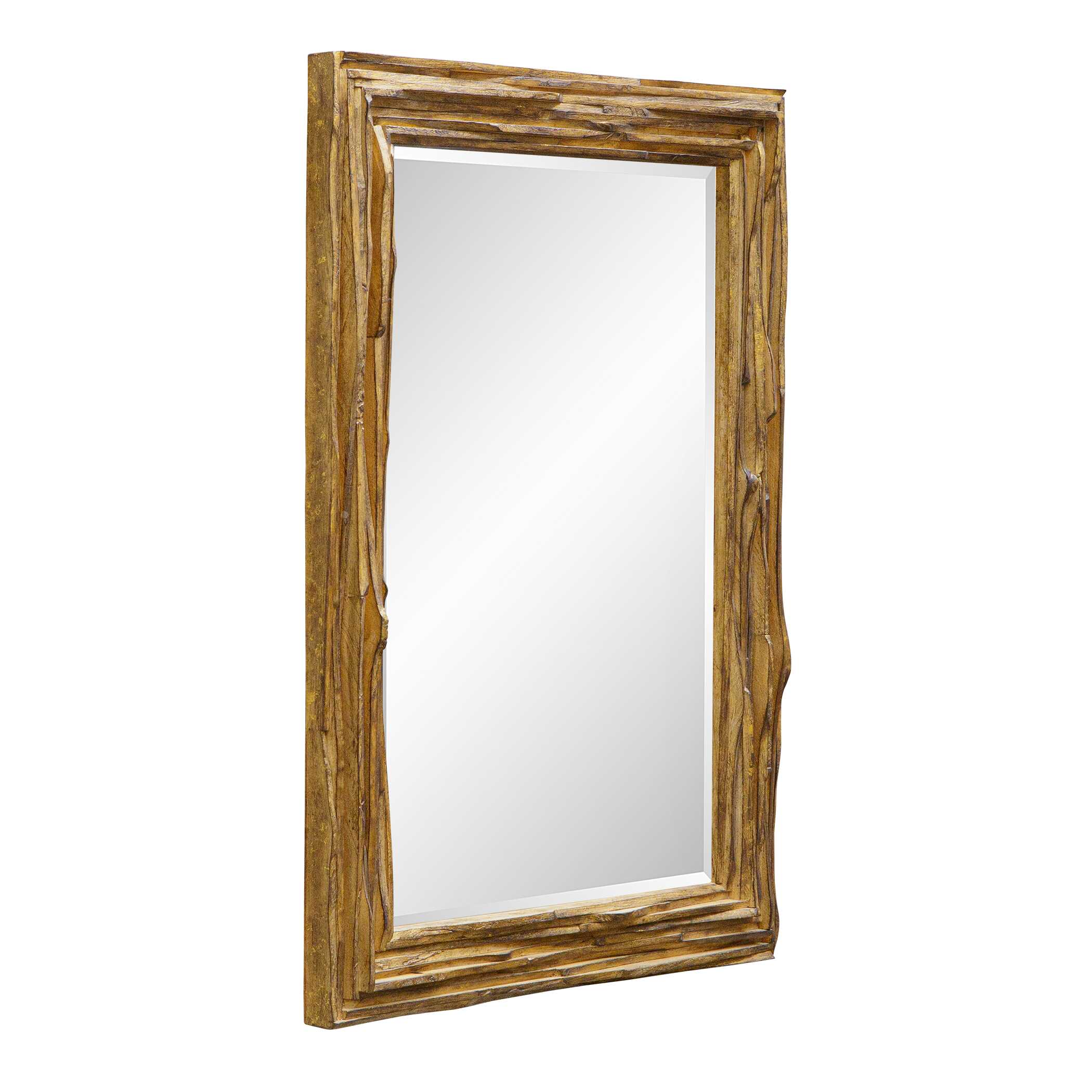Overlap Teak Wood Mirror large image 