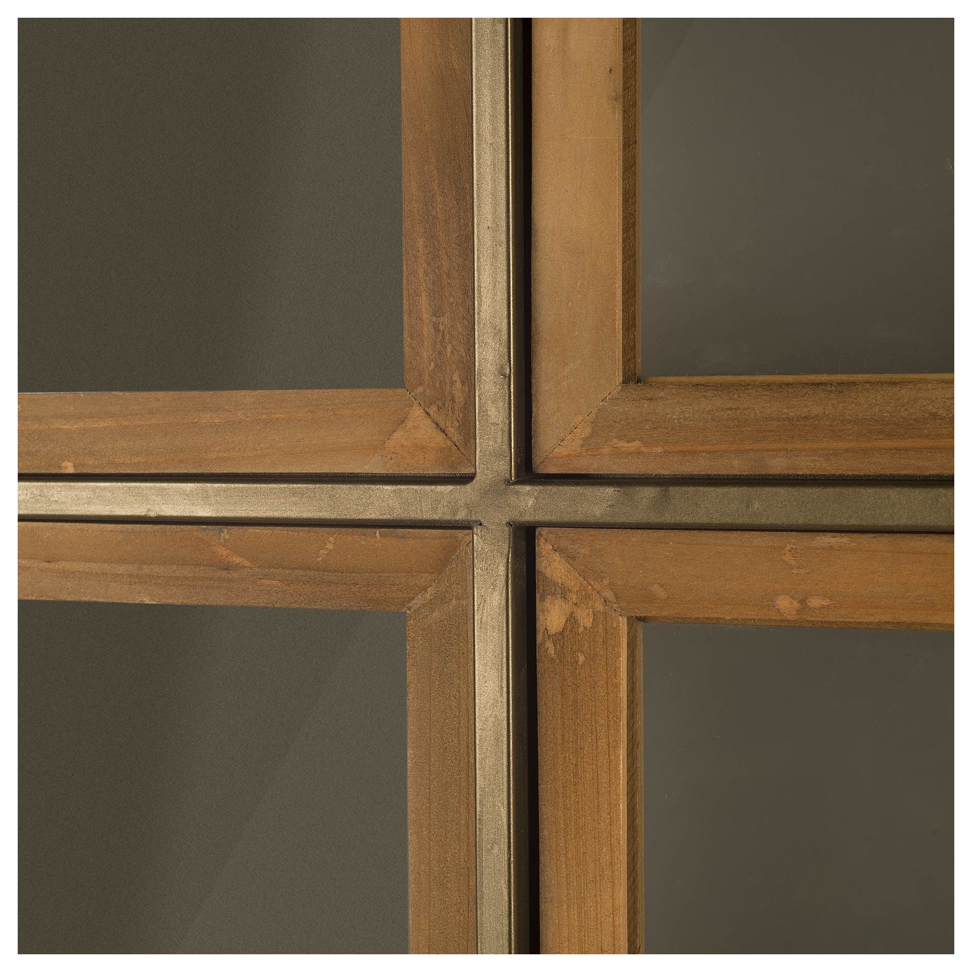 Pandora I 74' H Brown Wood and Metal Glass Door Display Cabinet large image 