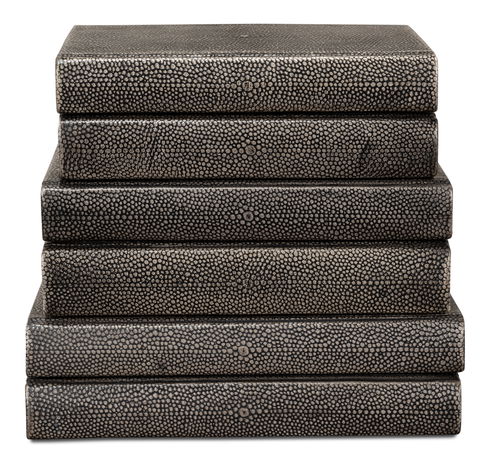 Shagreen Books, Set Of 12, Antique Grey