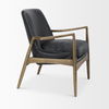 Westan Black Genuine Leather with Medium Brown Wood Accent Chair thumbnail 5