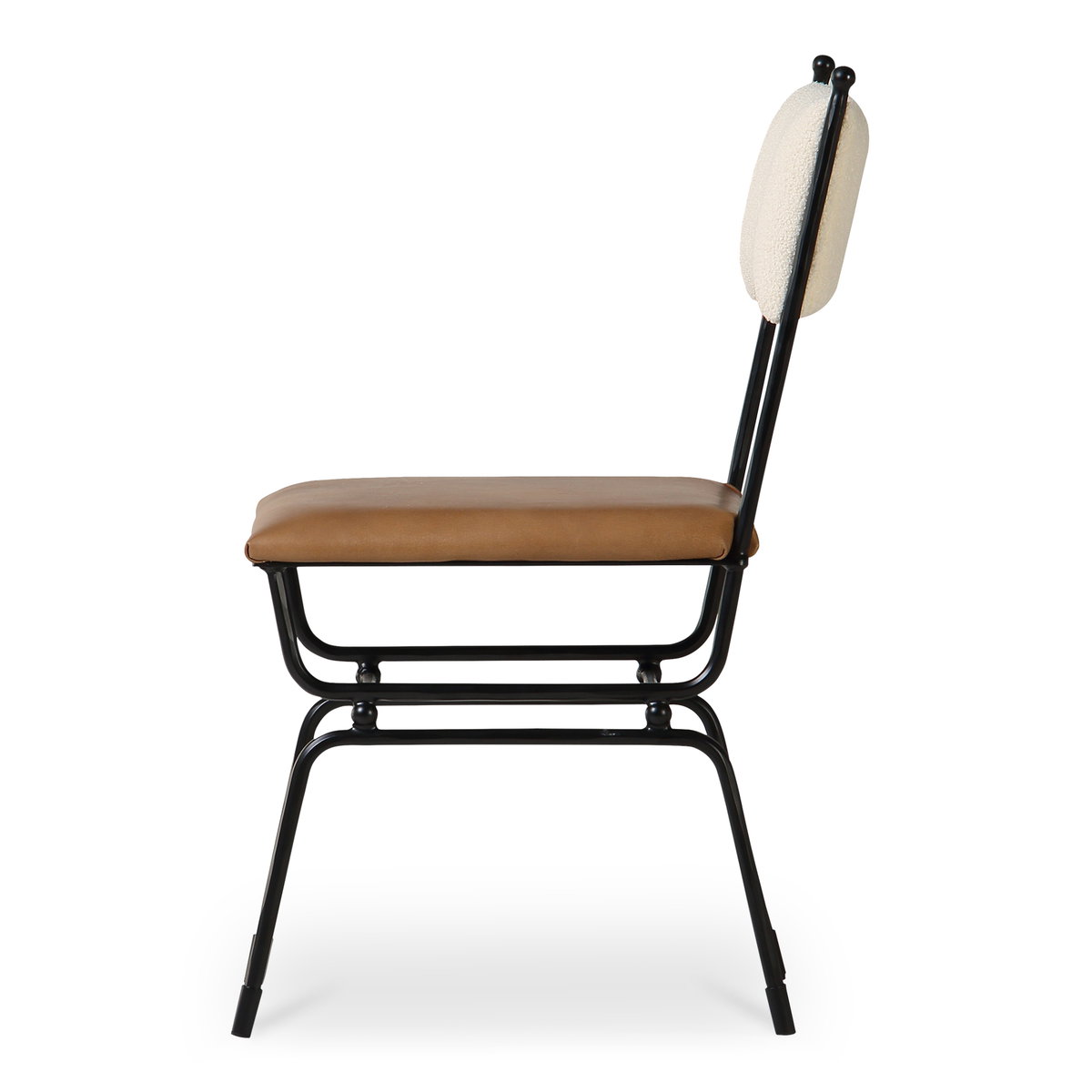 Posta Dining Chair Brown Leather, by Moe's Home, 18.3" width x 33.75" height x 21.65" depth View 3