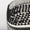 Garima   Black/White Wool and Cotton Patterned Pouf, Ottoman by Mercana, 22" length x 22" width x 14" height thumbnail 7